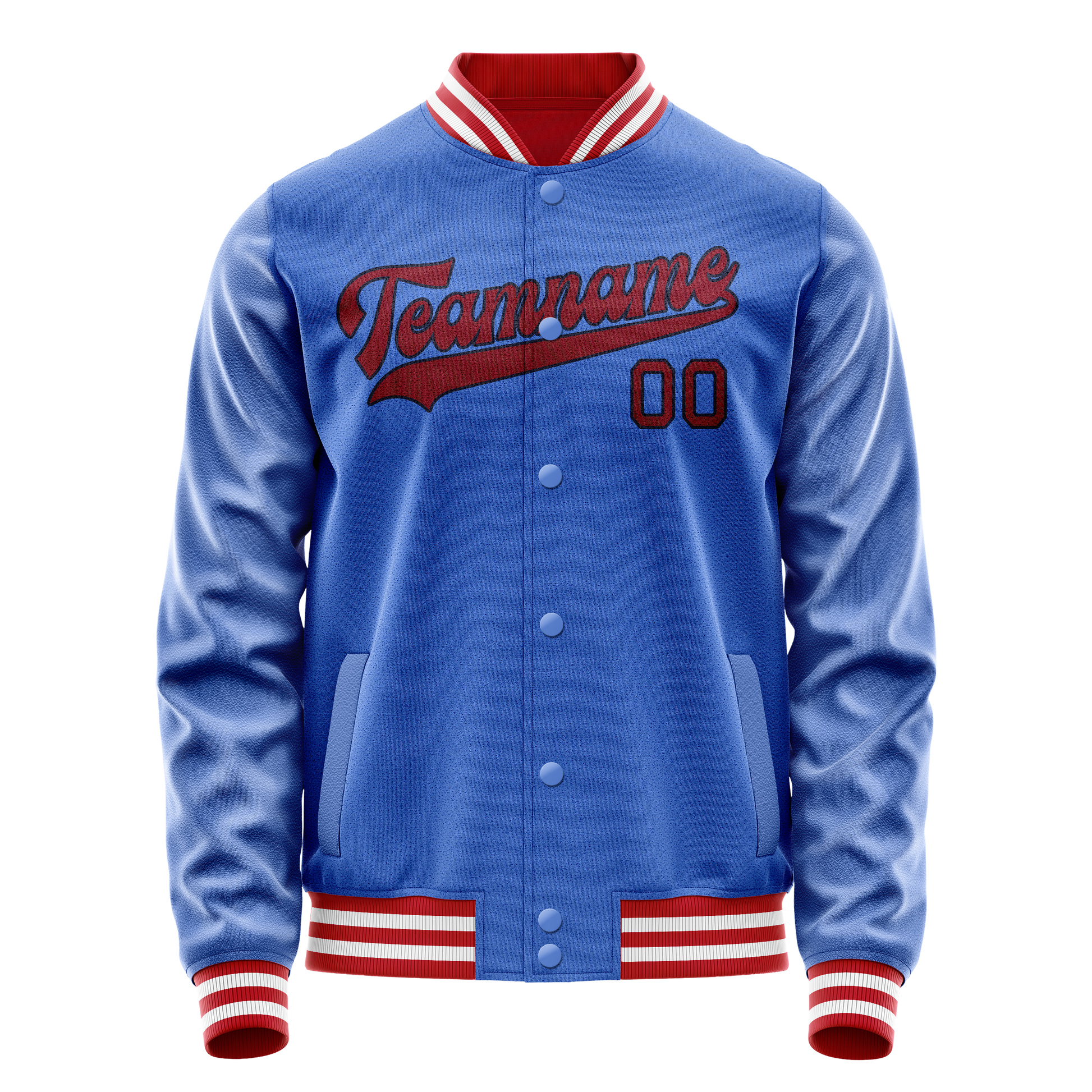 Custom Electric-Blue Crimson Solid Color Varsity Letterman Jacket JA02240617YH129