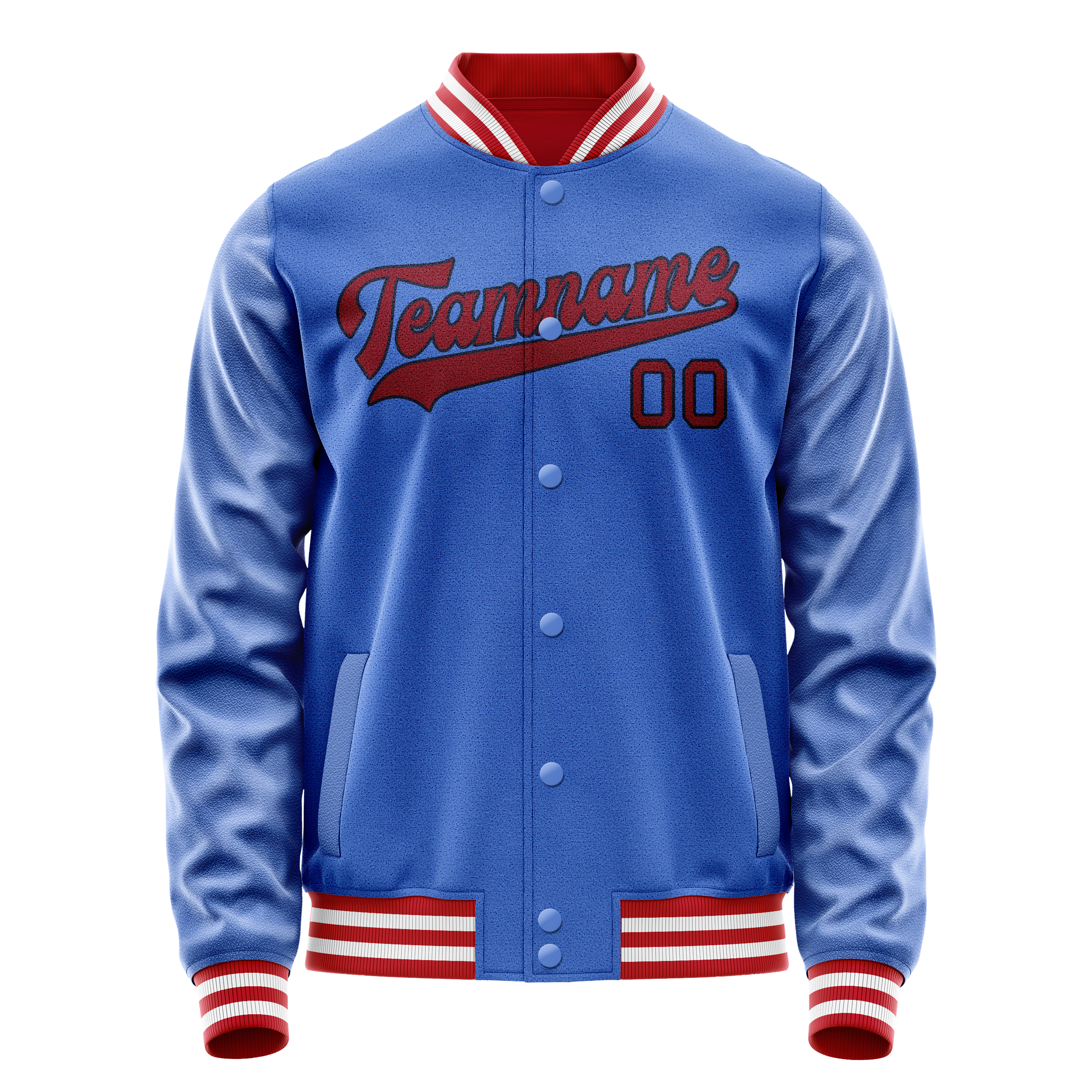 Custom Electric-Blue Crimson Solid Color Varsity Letterman Jacket JA02240617YH129