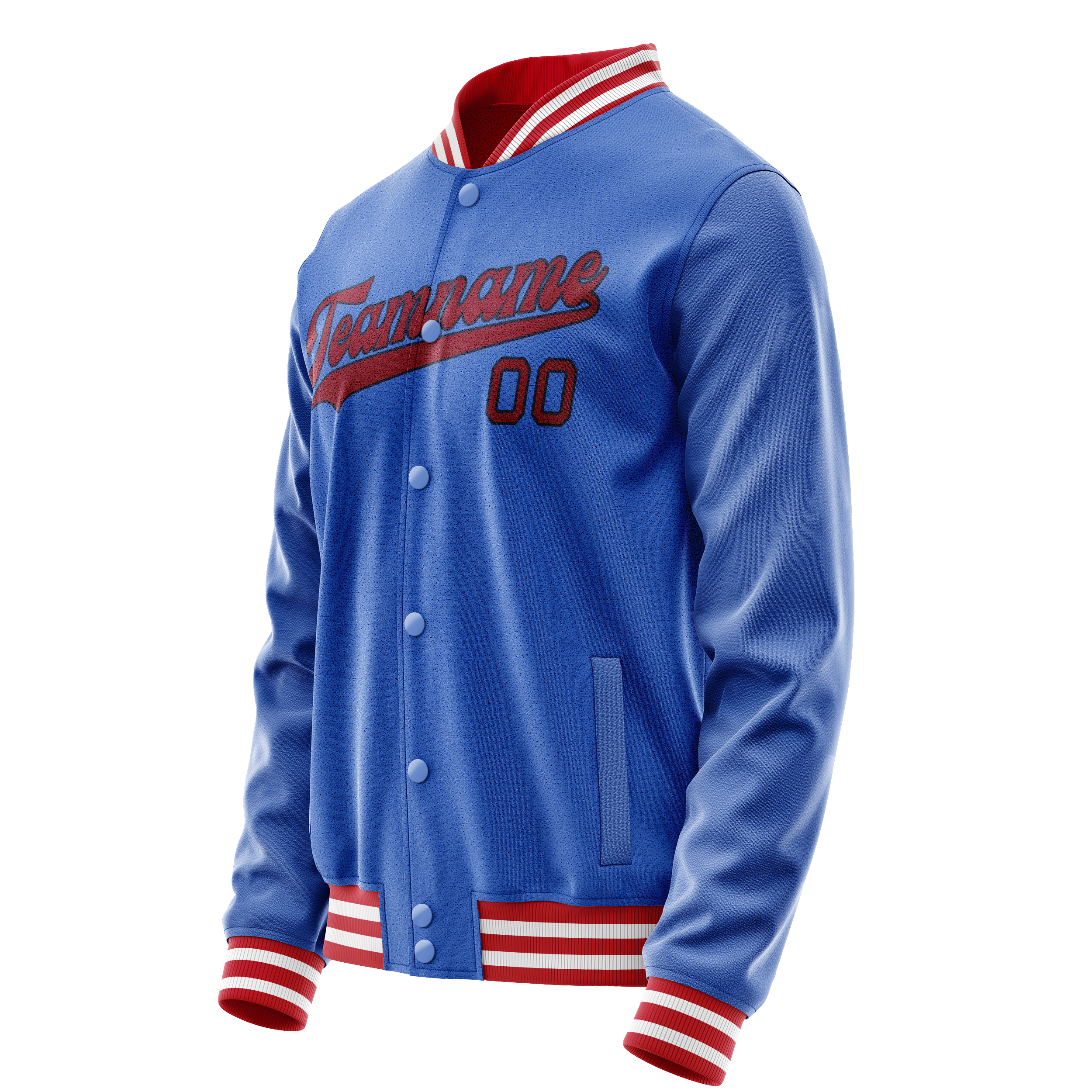 Custom Electric-Blue Crimson Solid Color Varsity Letterman Jacket JA02240617YH129