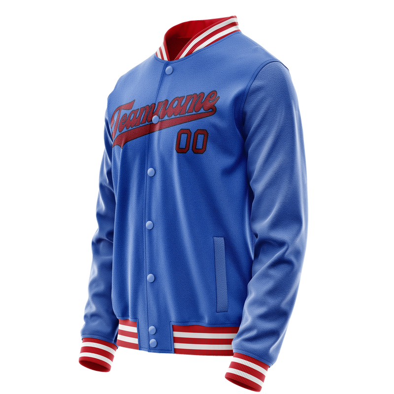 Custom Electric-Blue Crimson Solid Color Varsity Letterman Jacket JA02240617YH129
