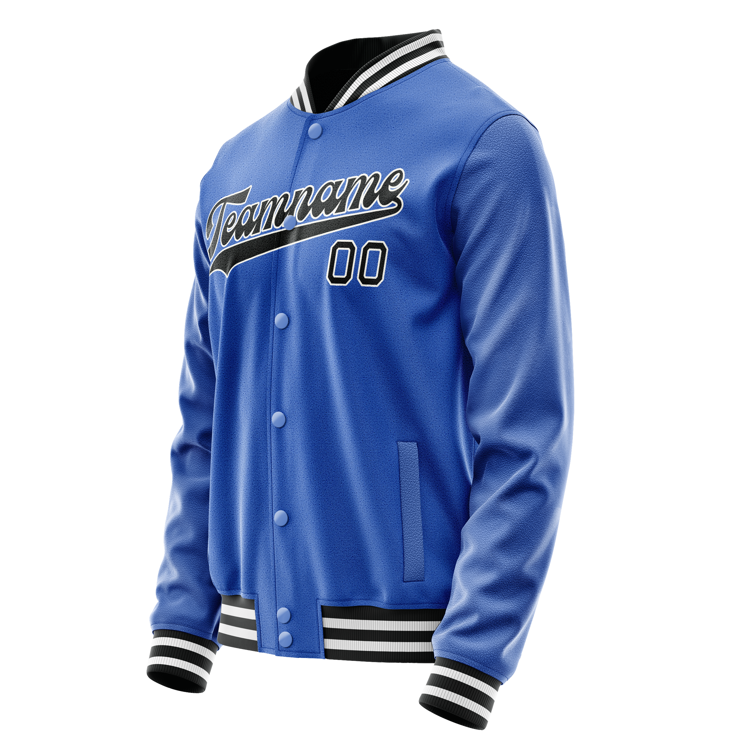 Custom Electric-Blue Black Solid Color Varsity Letterman Jacket JA02240617YH140