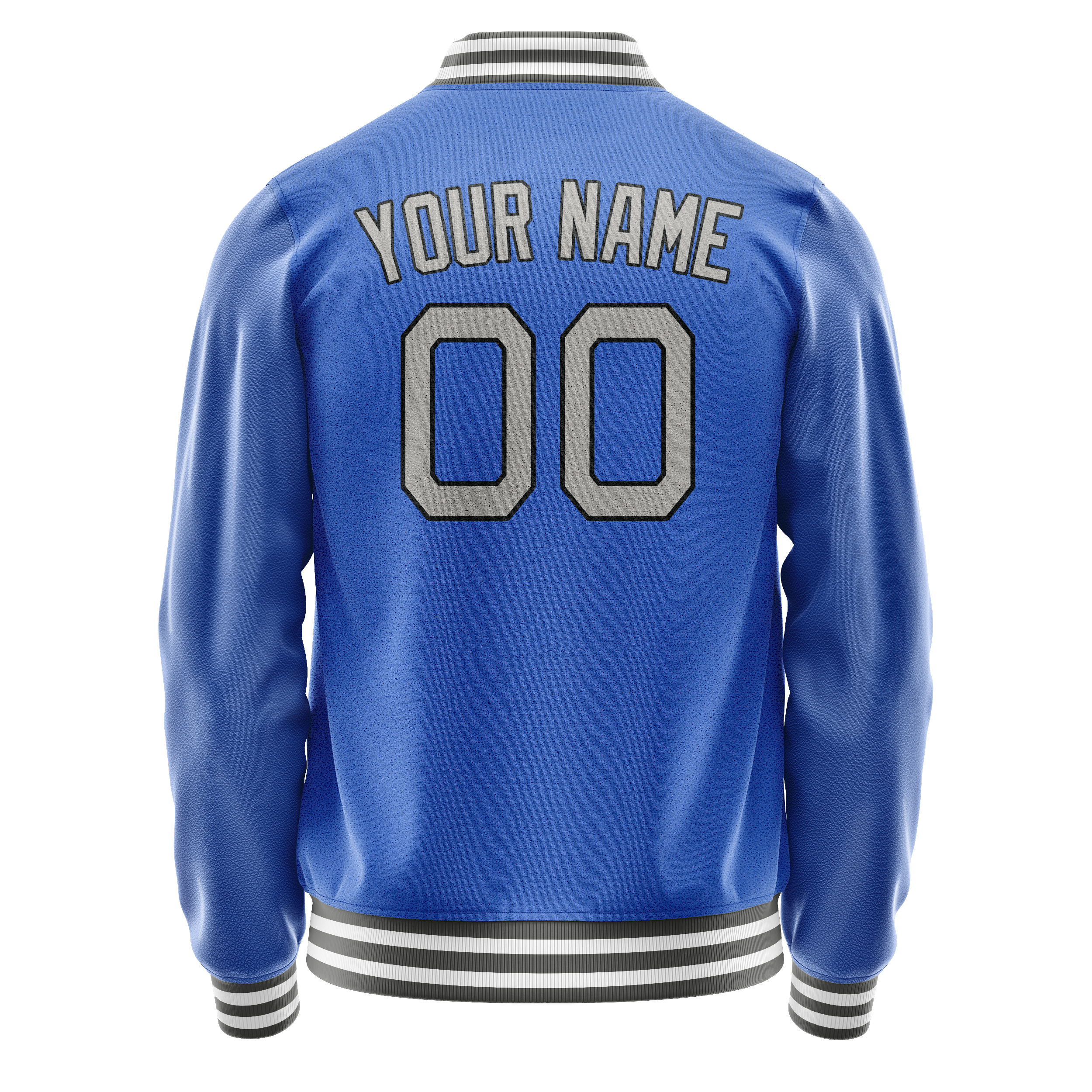 Custom Electric-Blue Gray Solid Color Varsity Letterman Jacket JA02240617YH124