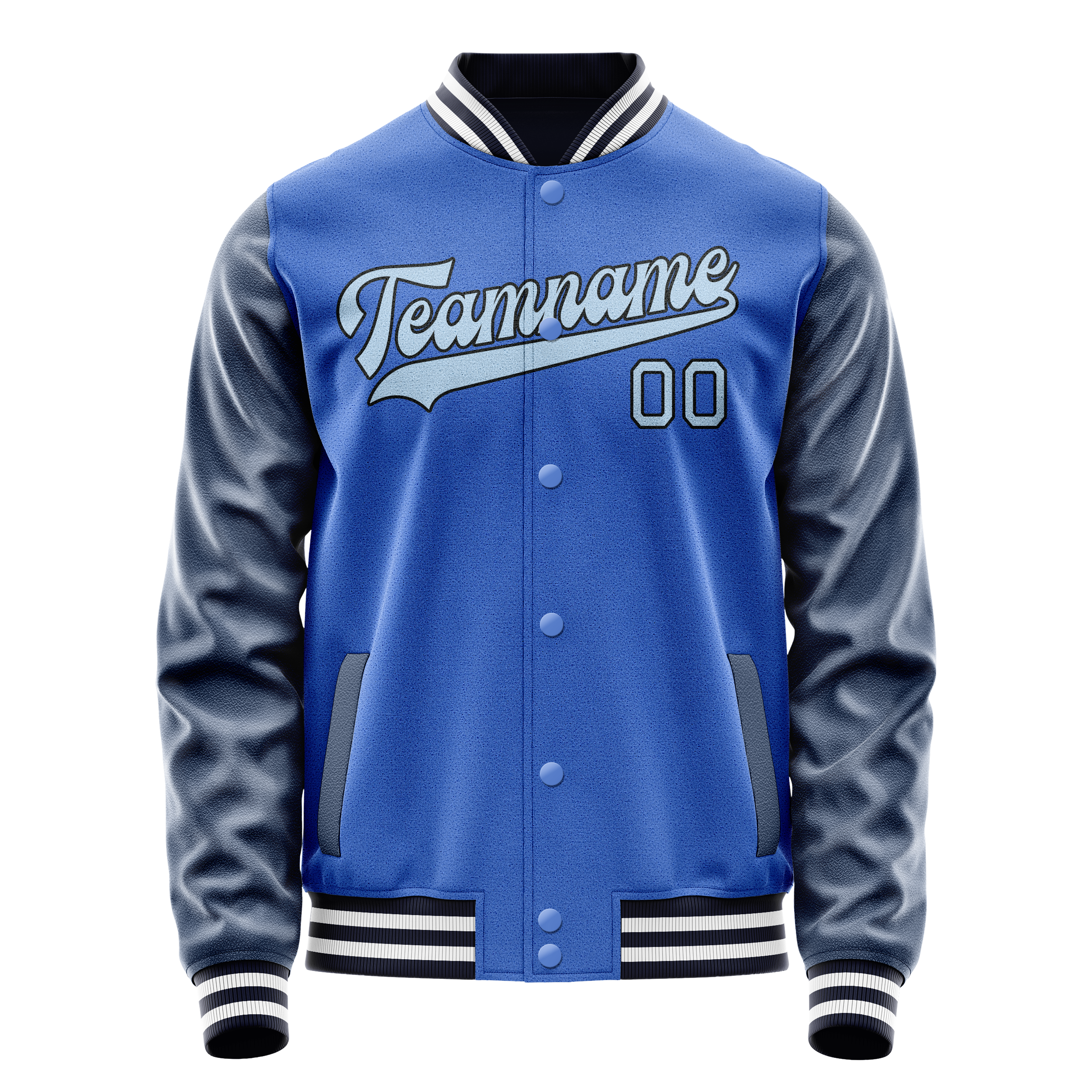 Custom Electric-Blue Navy Solid Color Varsity Letterman Jacket JA02240617YH128