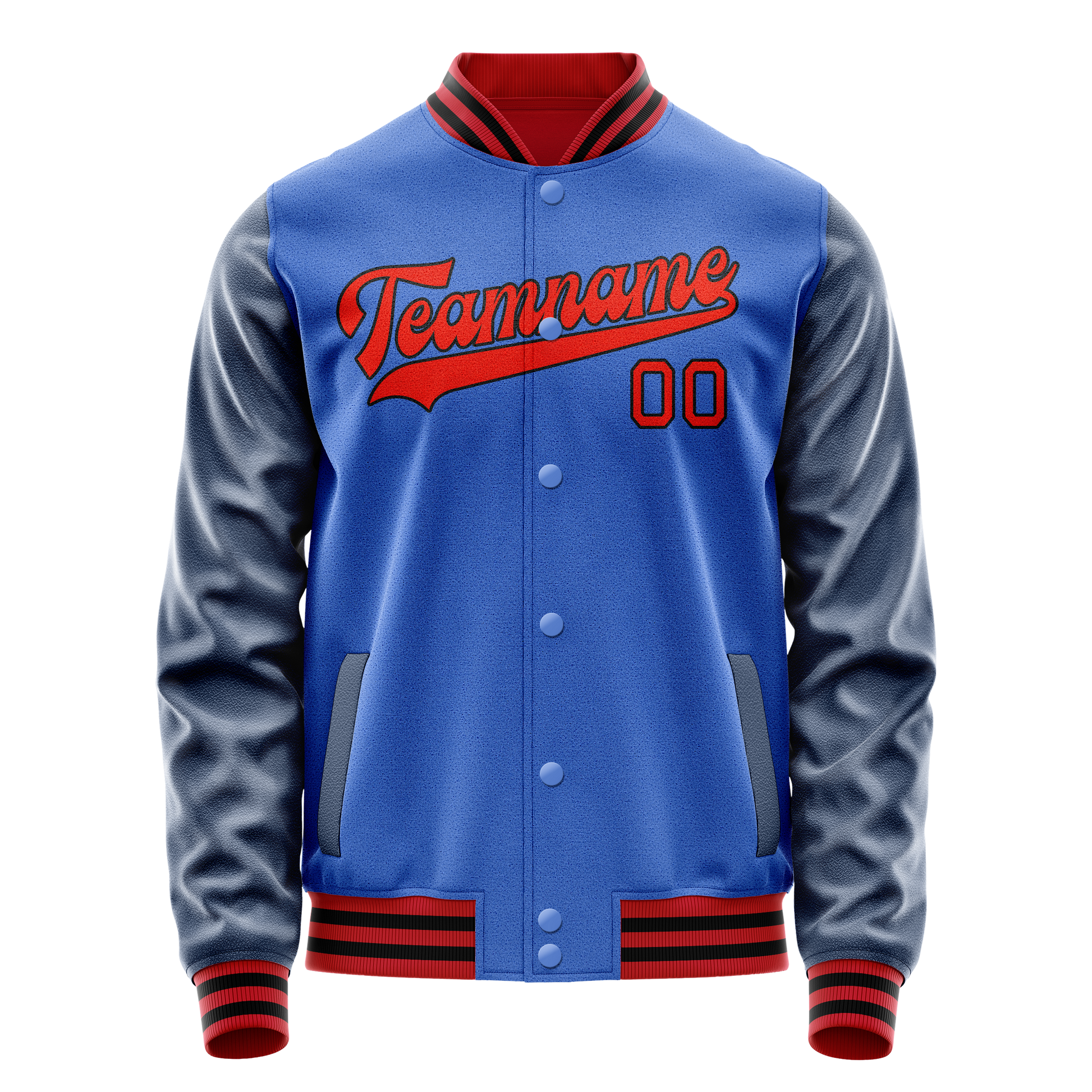 Custom Electric-Blue Navy Solid Color Varsity Letterman Jacket JA02240617YH126