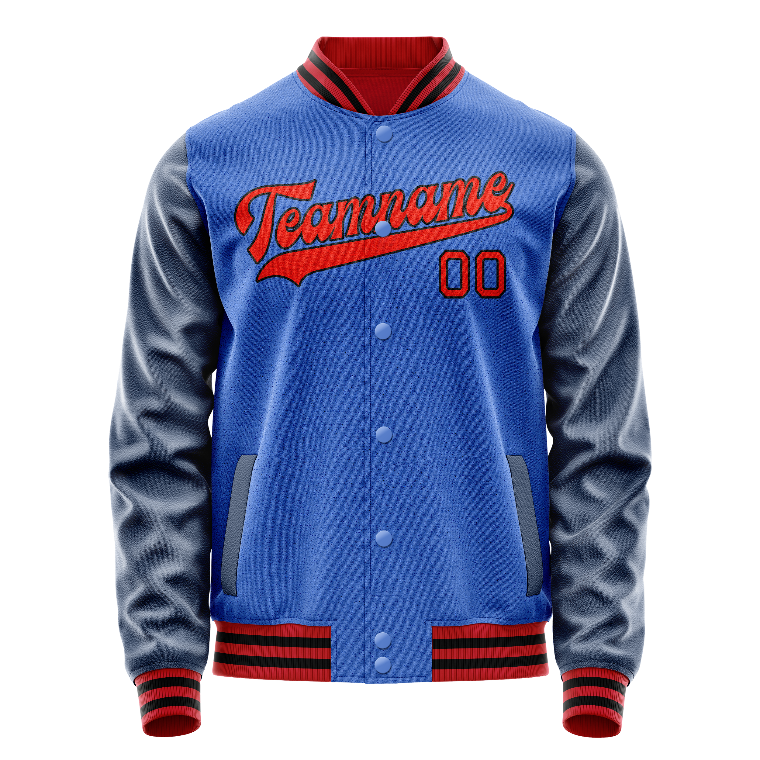 Custom Electric-Blue Navy Solid Color Varsity Letterman Jacket JA02240617YH126