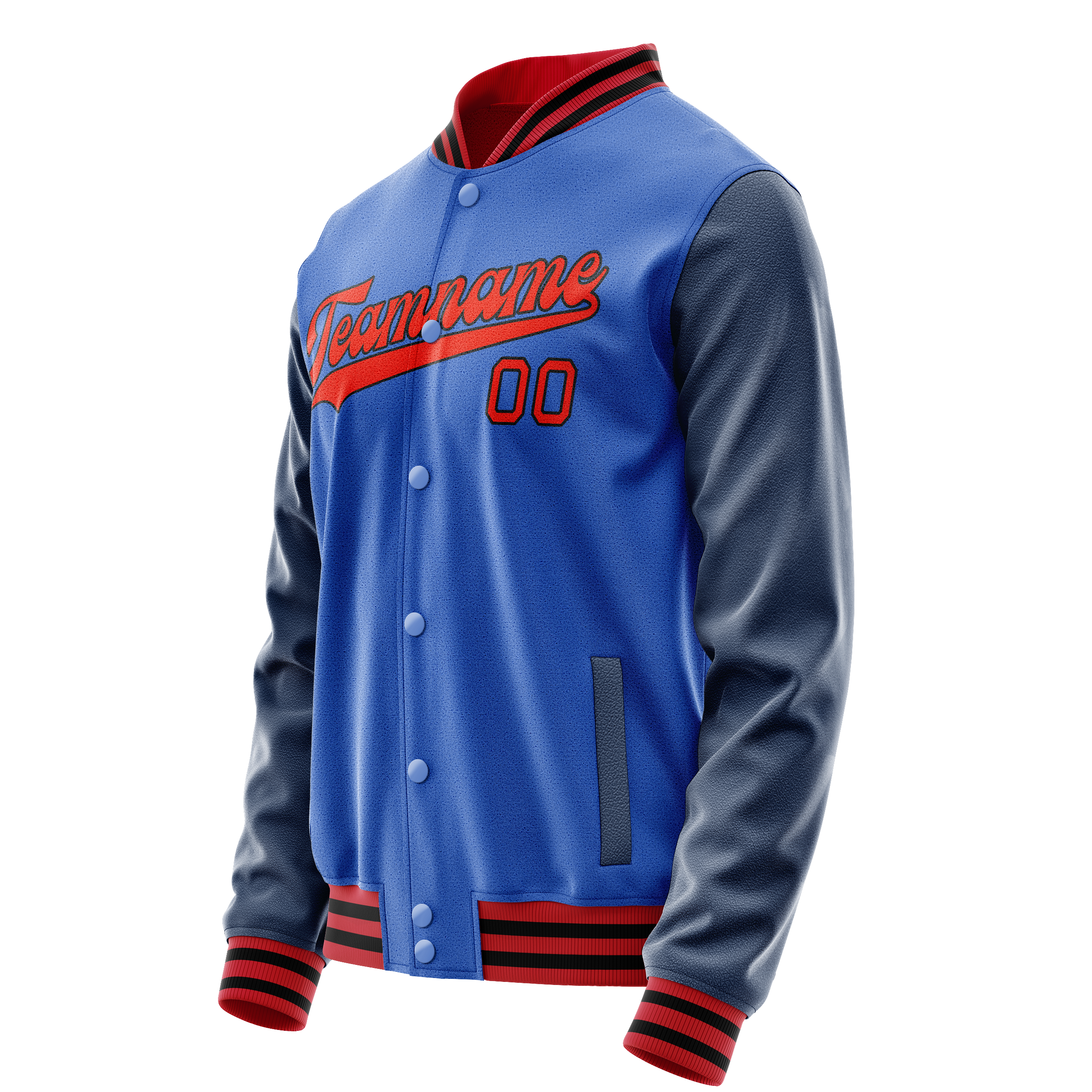 Custom Electric-Blue Navy Solid Color Varsity Letterman Jacket JA02240617YH126