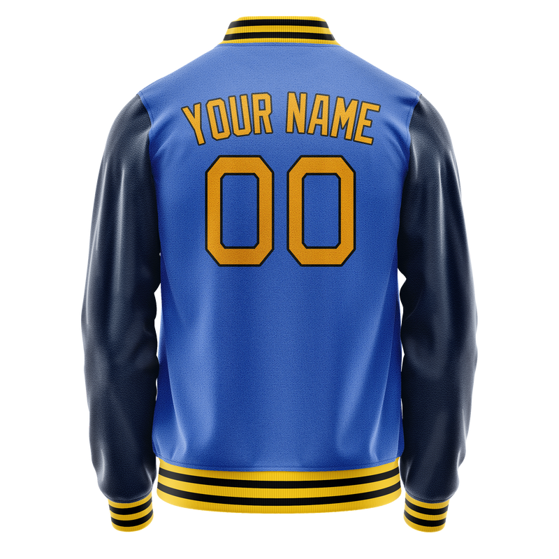 Custom Electric-Blue Navy Solid Color Varsity Letterman Jacket JA02240617YH127