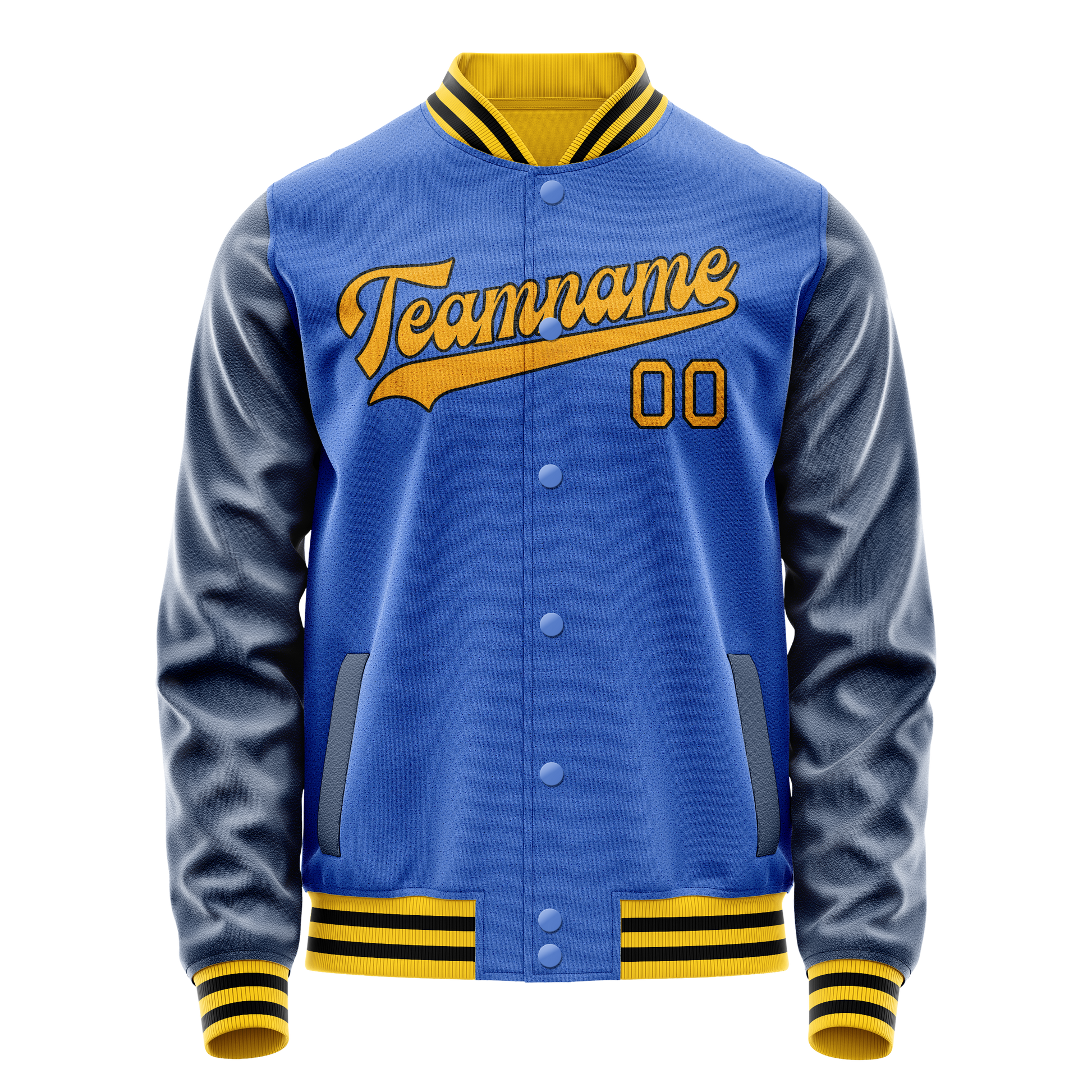 Custom Electric-Blue Navy Solid Color Varsity Letterman Jacket JA02240617YH127