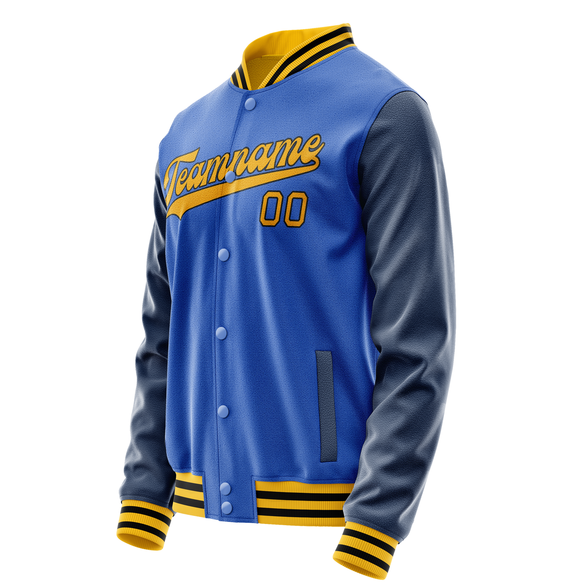 Custom Electric-Blue Navy Solid Color Varsity Letterman Jacket JA02240617YH127