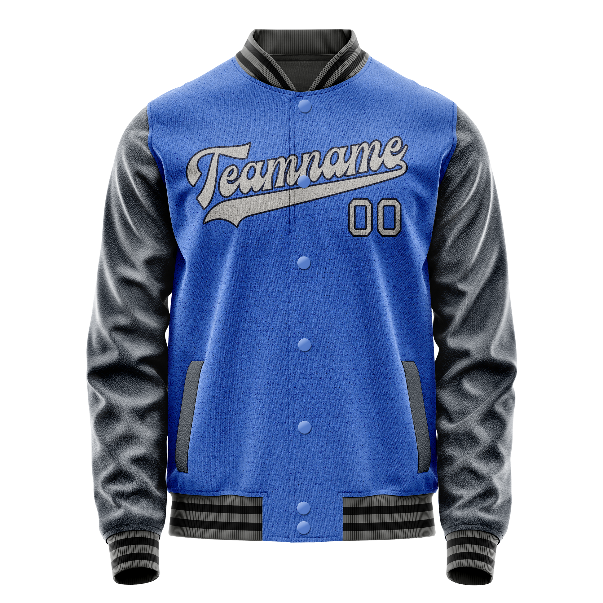 Custom Electric-Blue Navy Solid Color Varsity Letterman Jacket JA02240617YH119