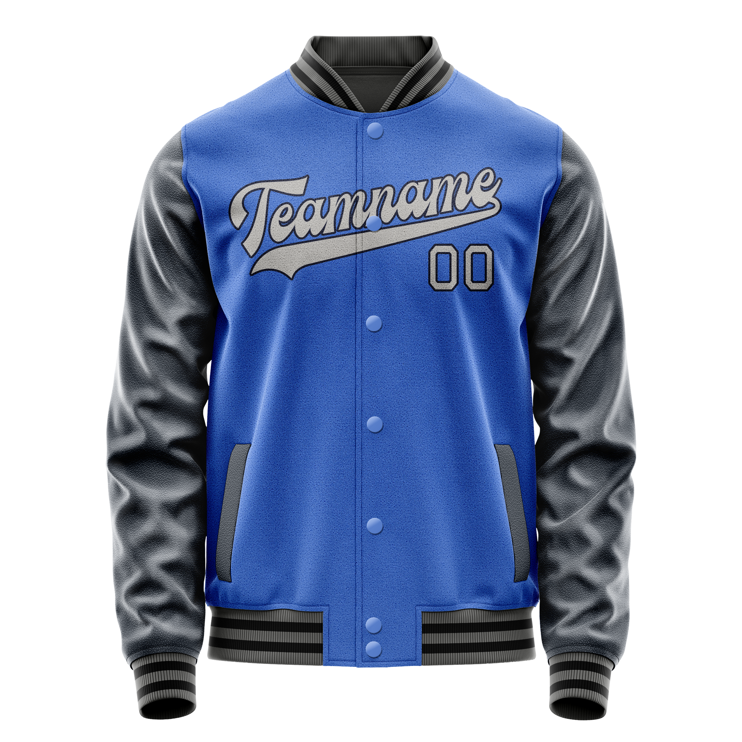 Custom Electric-Blue Navy Solid Color Varsity Letterman Jacket JA02240617YH119