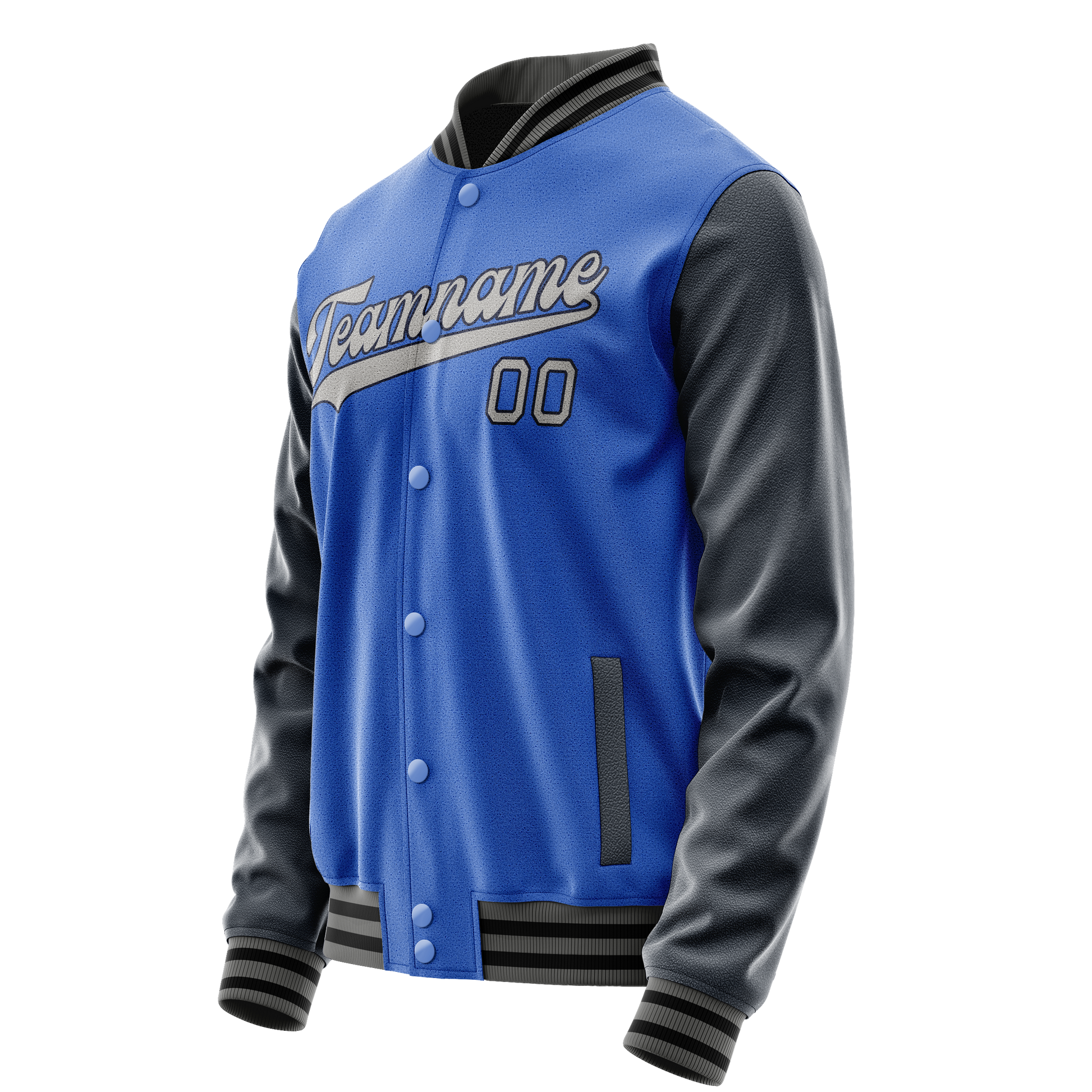 Custom Electric-Blue Navy Solid Color Varsity Letterman Jacket JA02240617YH119