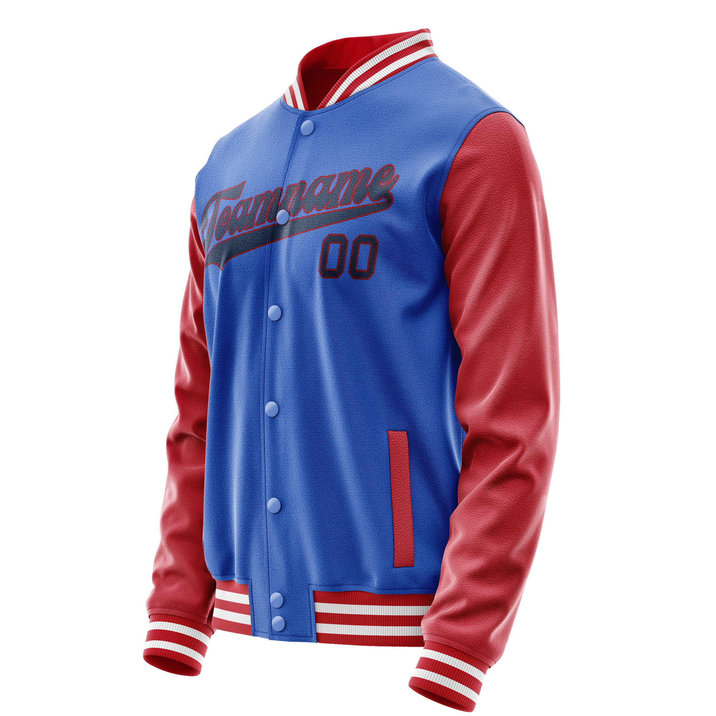 Custom Electric-Blue Texas-Orange Solid Color Varsity Letterman Jacket JA02240617YH131
