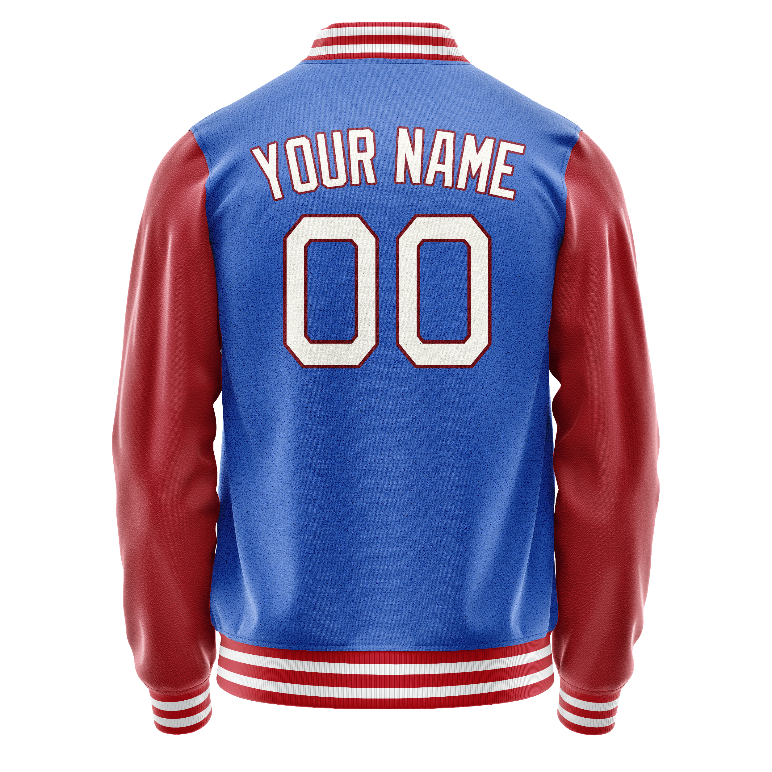 Custom Electric-Blue Crimson Solid Color Varsity Letterman Jacket JA02240617YH137
