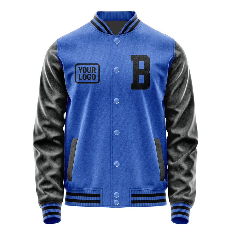Custom Sky Blue Black Jacket JA090917091717171717