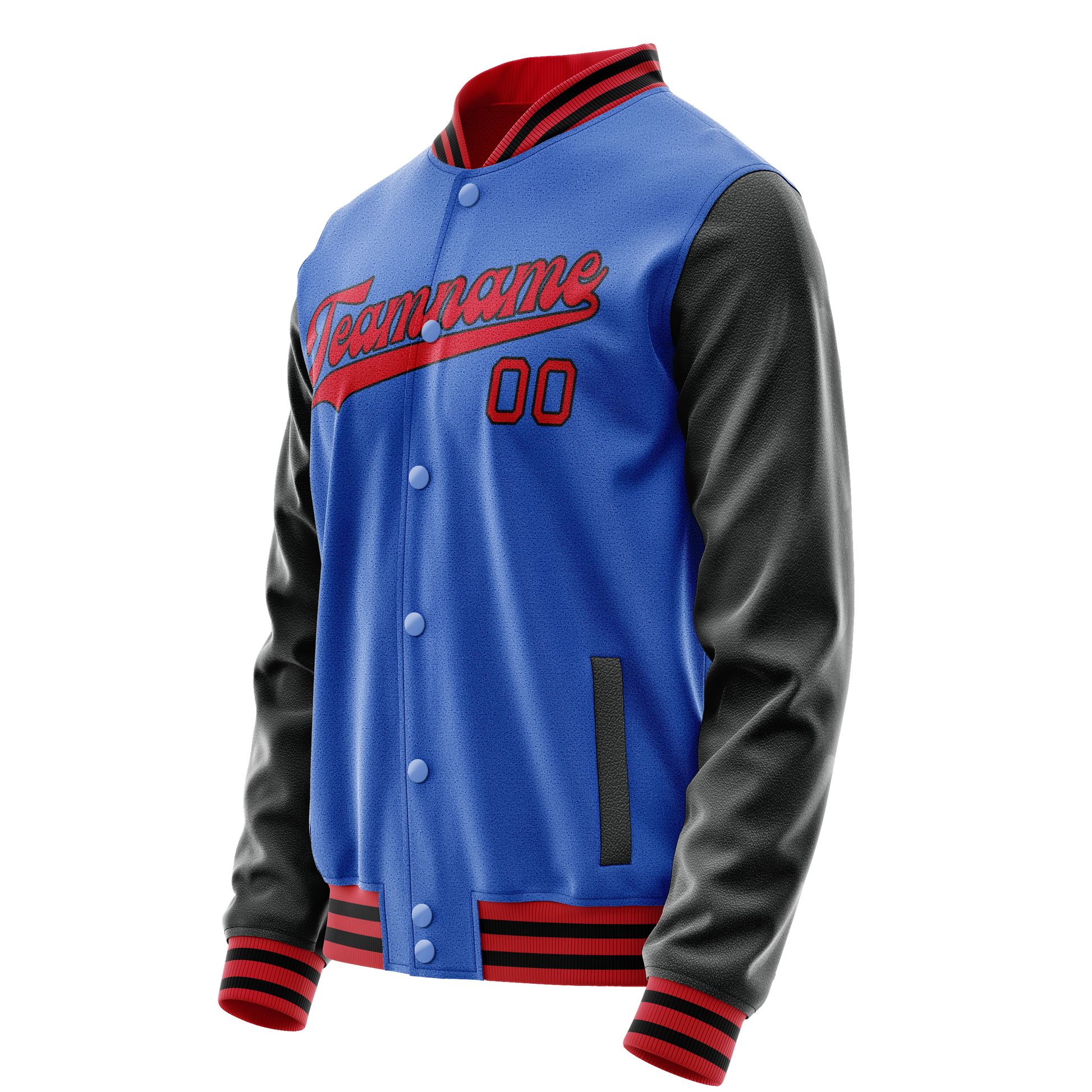 Custom Electric-Blue Black Solid Color Varsity Letterman Jacket JA02240617YH141