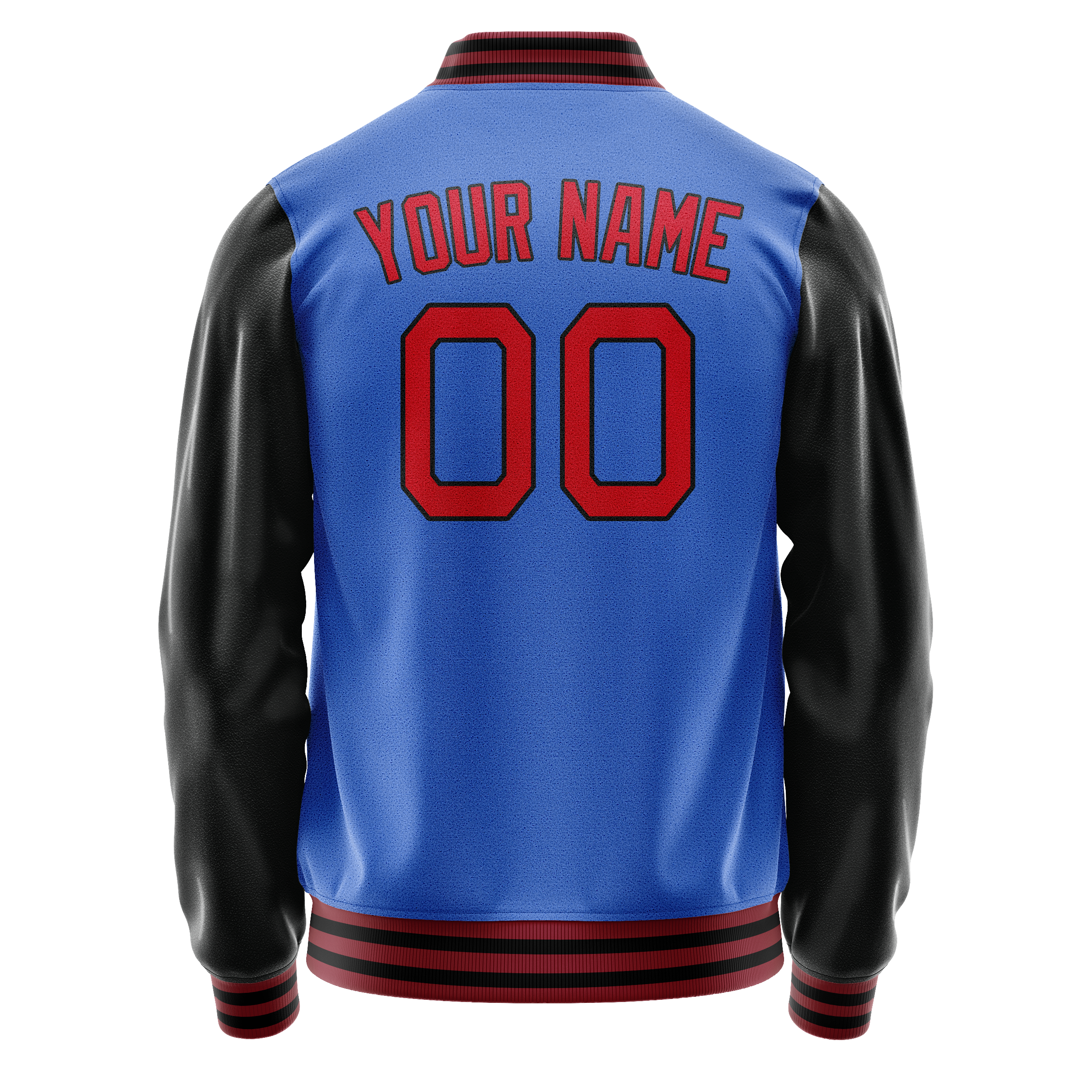 Custom Electric-Blue Red Solid Color Varsity Letterman Jacket JA02240617YH147