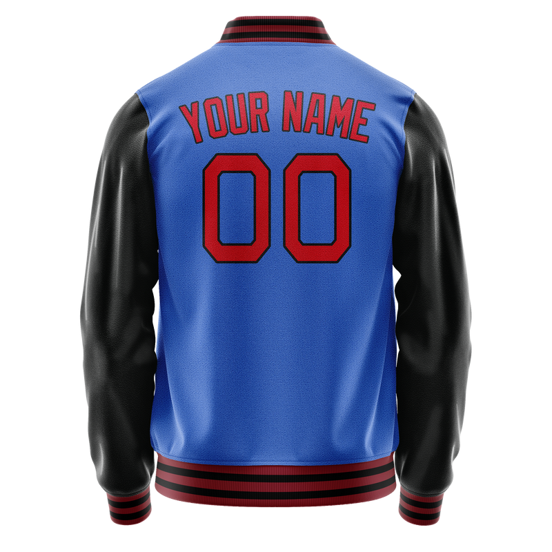 Custom Electric-Blue Red Solid Color Varsity Letterman Jacket JA02240617YH147