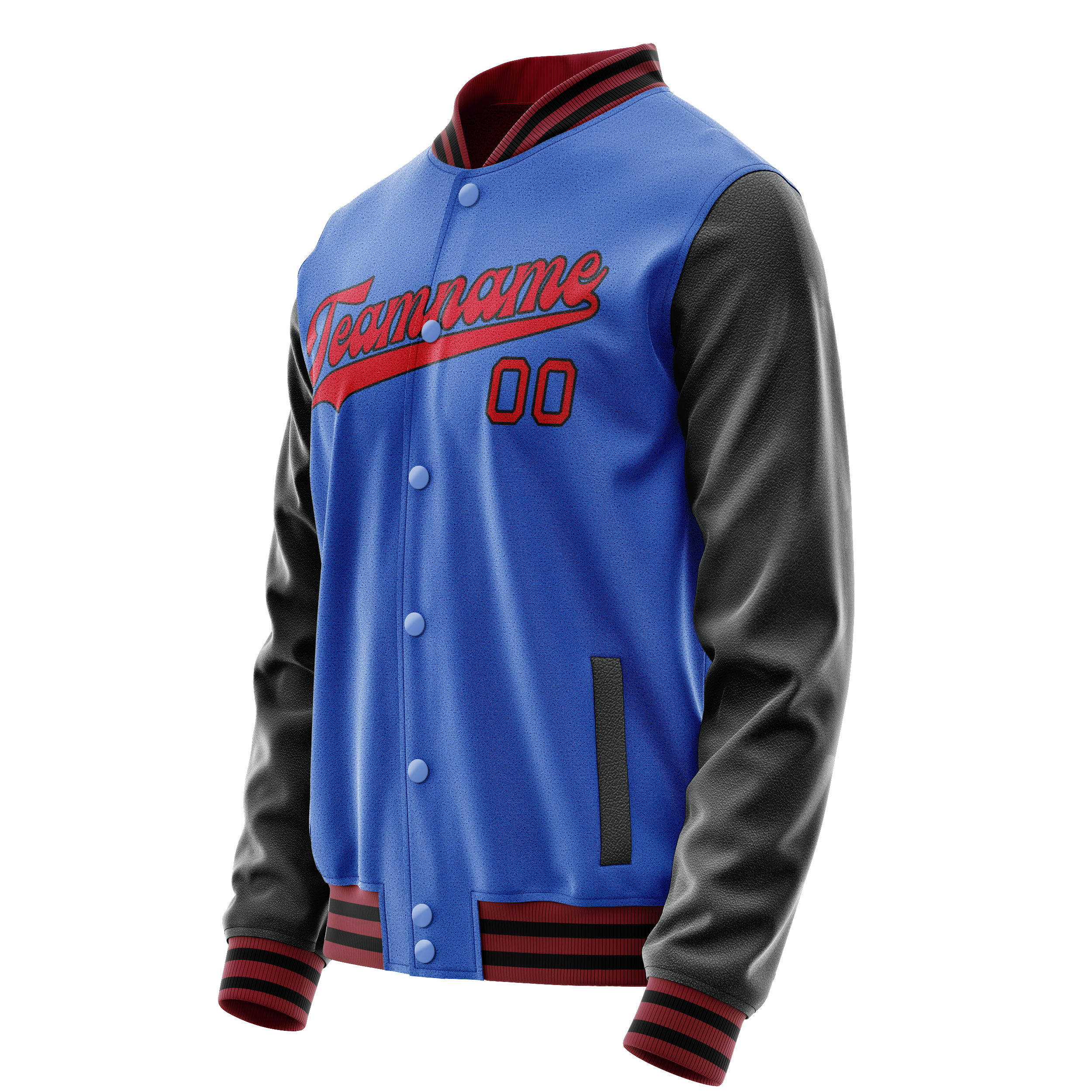 Custom Electric-Blue Red Solid Color Varsity Letterman Jacket JA02240617YH147