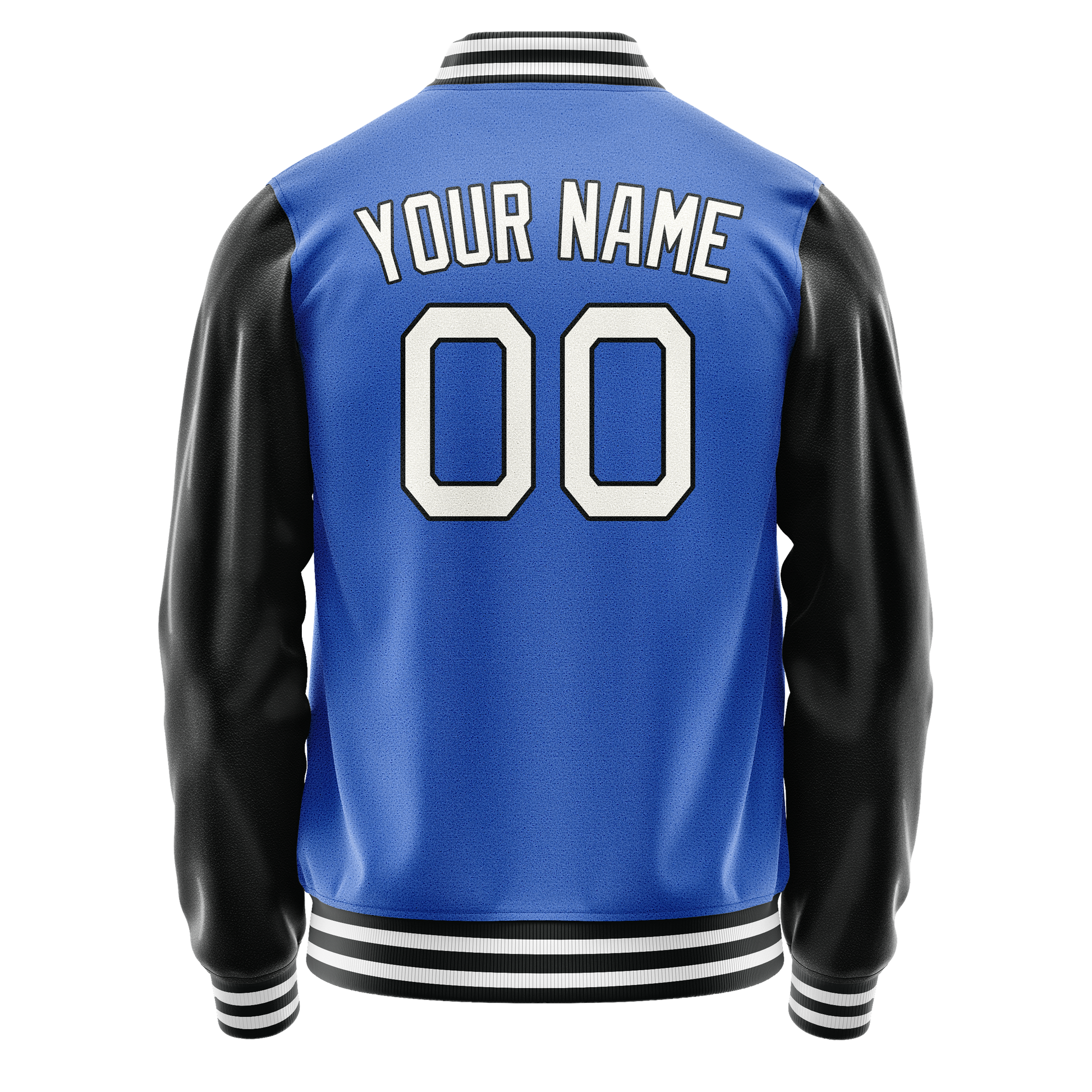 Custom Electric-Blue White Solid Color Varsity Letterman Jacket JA02240617YH144