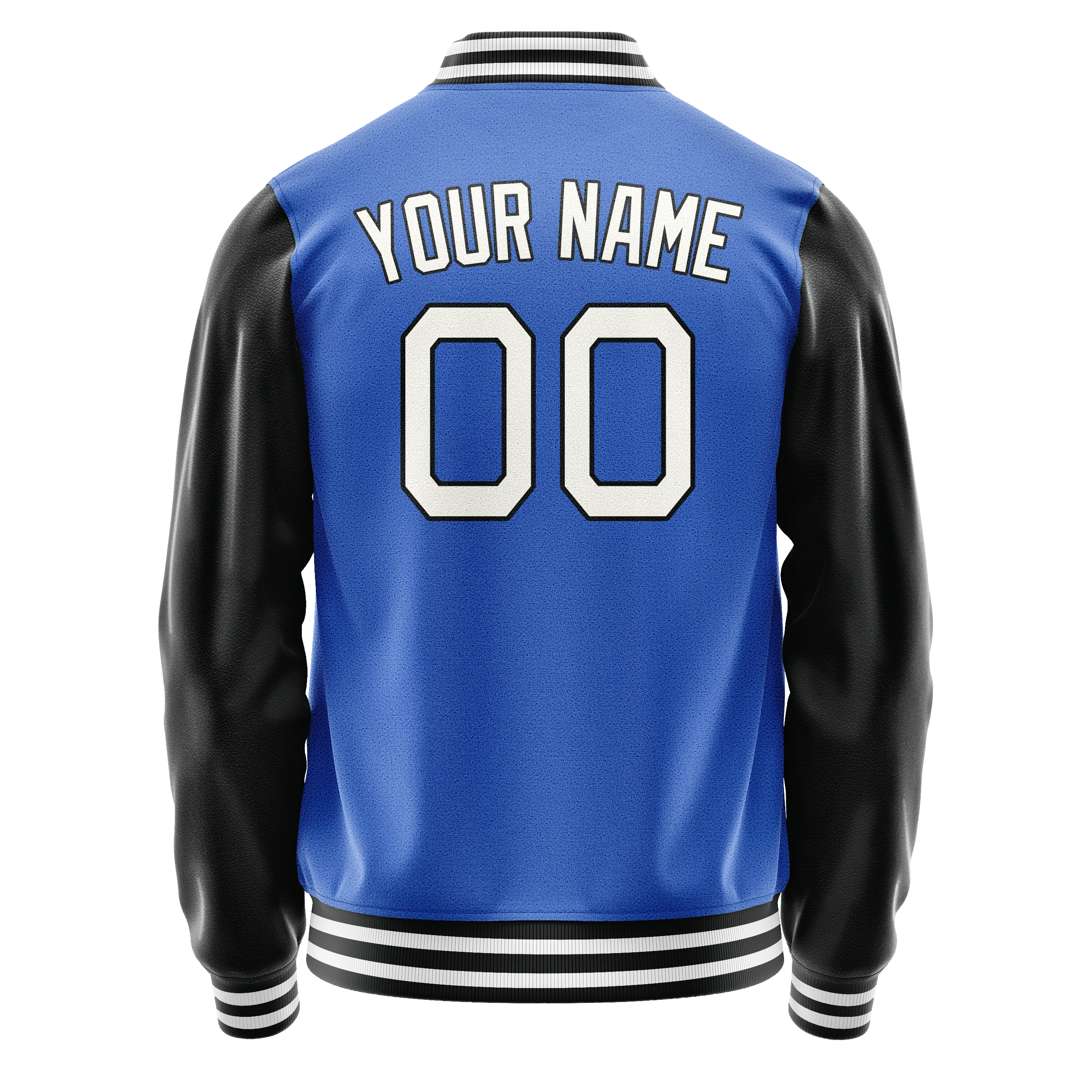 Custom Electric-Blue White Solid Color Varsity Letterman Jacket JA02240617YH144