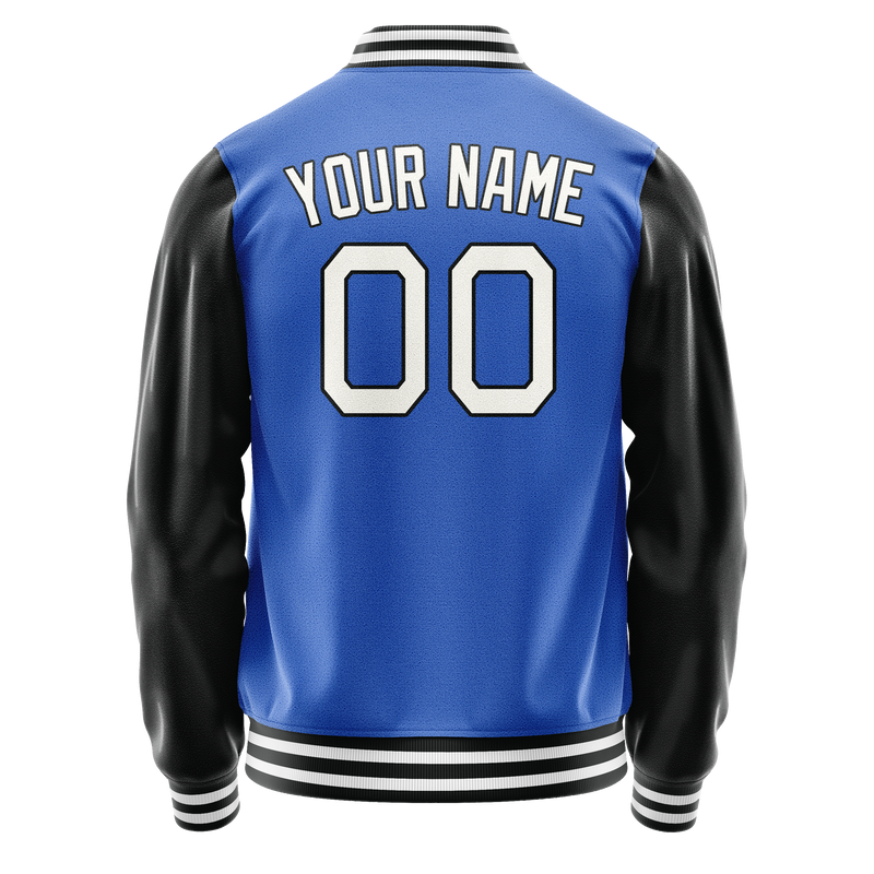 Custom Electric-Blue White Solid Color Varsity Letterman Jacket JA02240617YH144