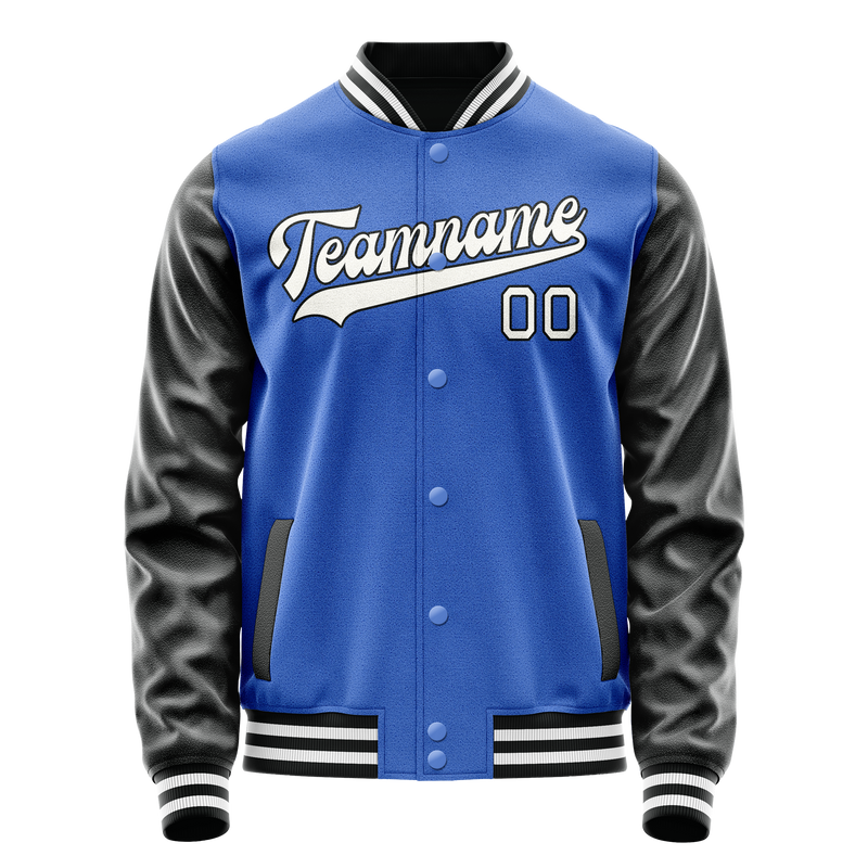 Custom Electric-Blue White Solid Color Varsity Letterman Jacket JA02240617YH144