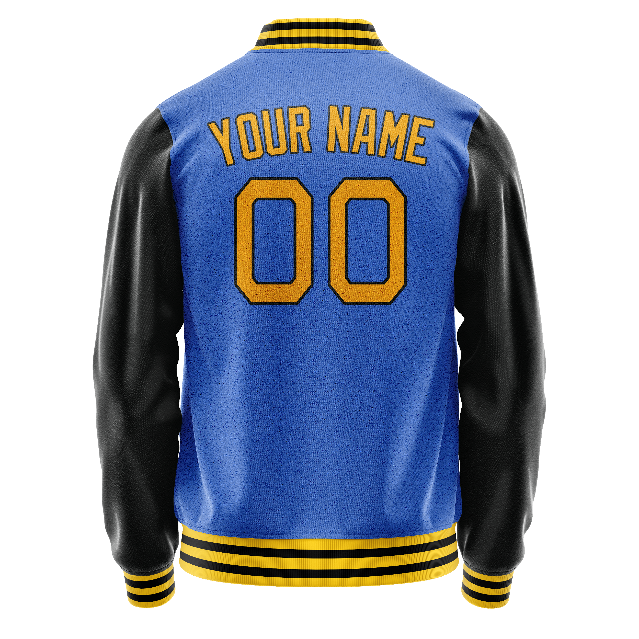 Custom Electric-Blue Black Solid Color Varsity Letterman Jacket JA02240617YH138