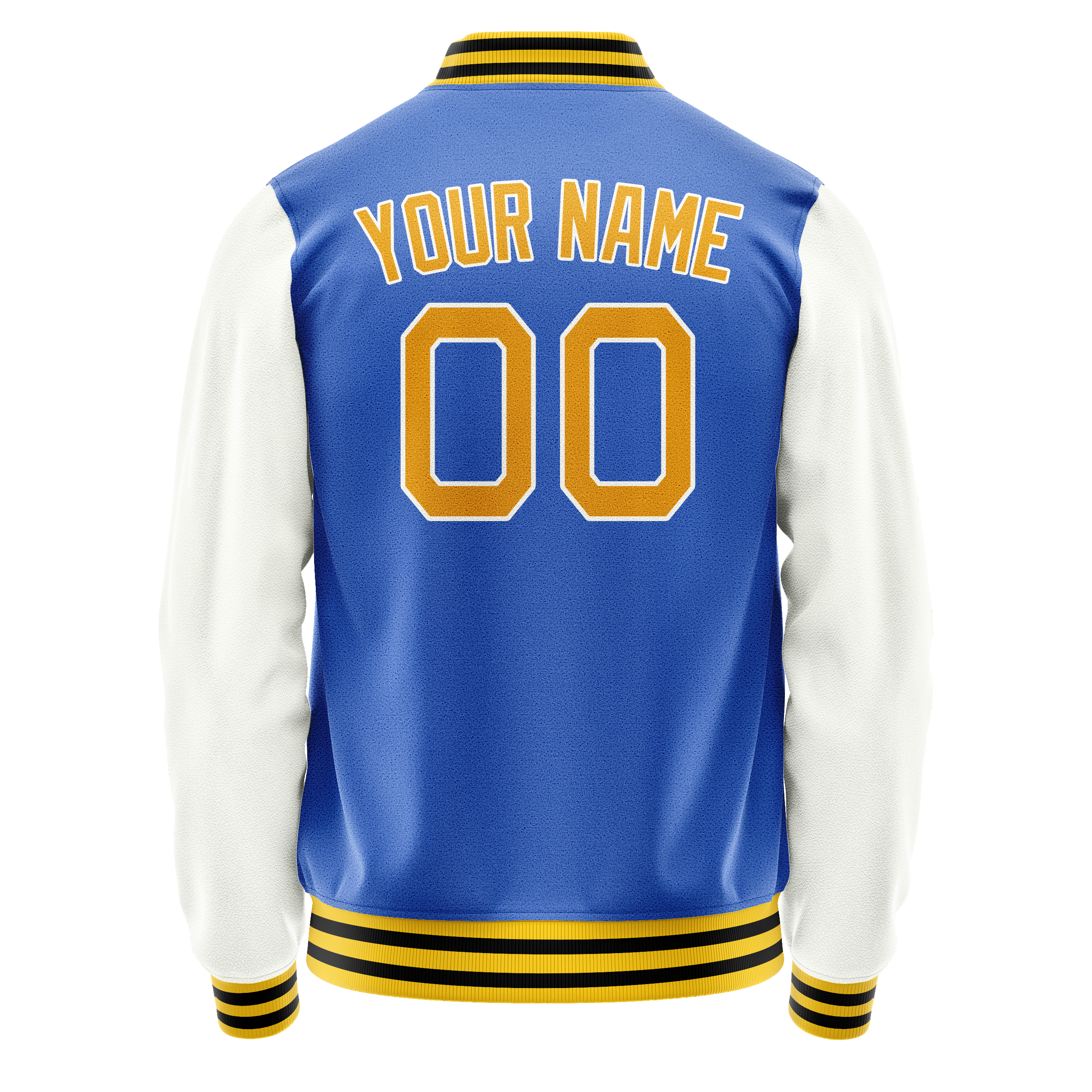 Custom Electric-Blue White Solid Color Varsity Letterman Jacket JA02240617YH118