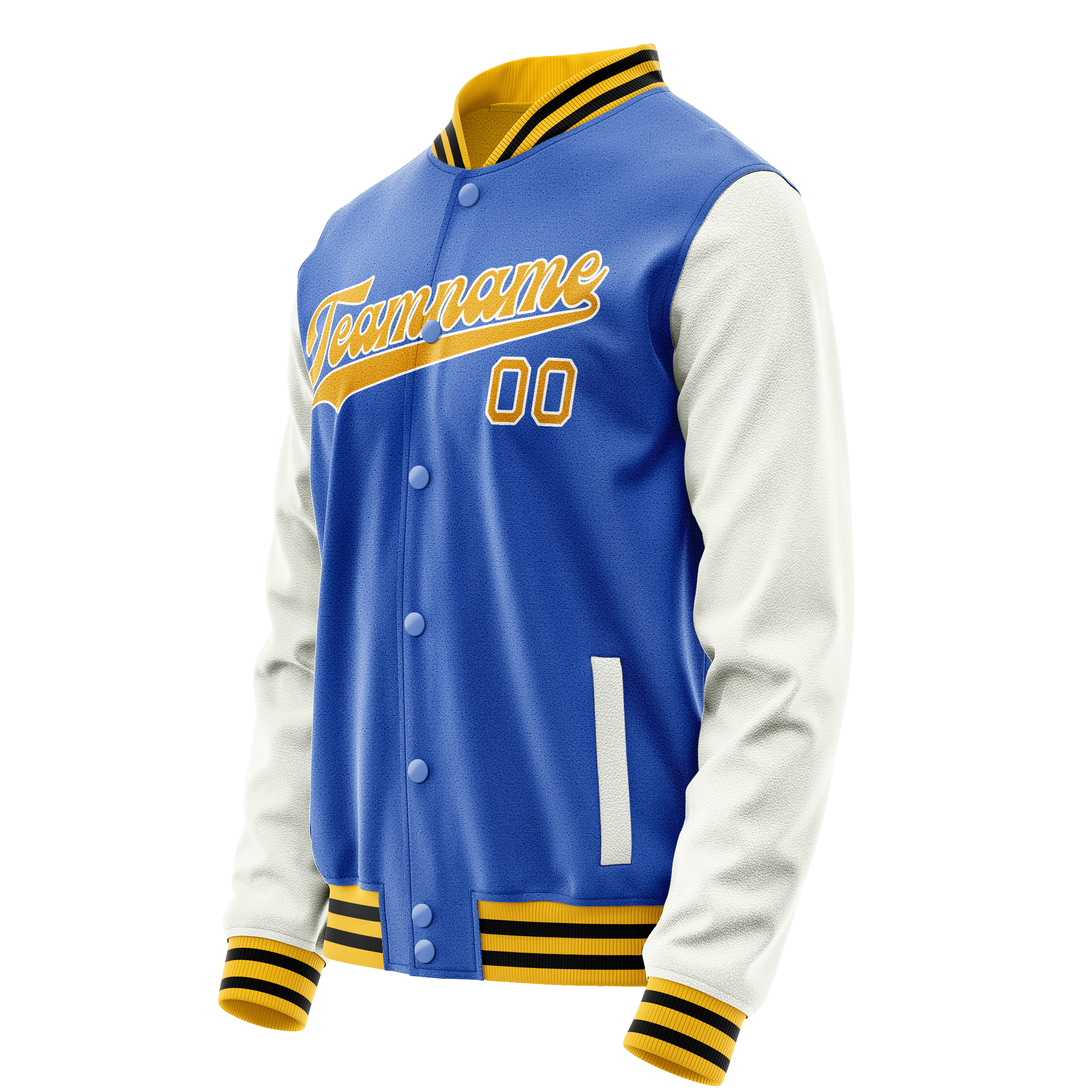 Custom Electric-Blue White Solid Color Varsity Letterman Jacket JA02240617YH118
