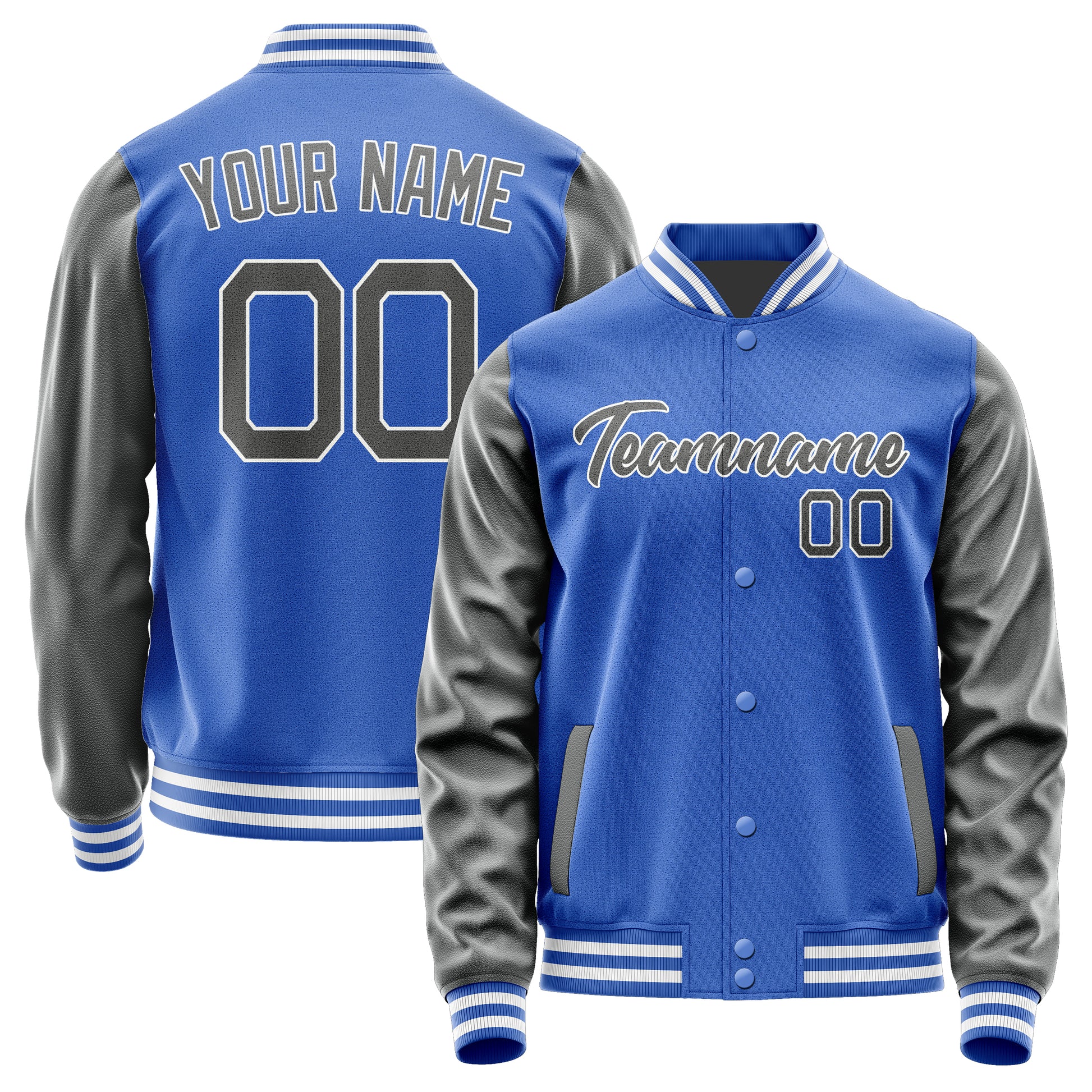 Custom Sky Blue Dark Grey Jacket JA0909200918B21820