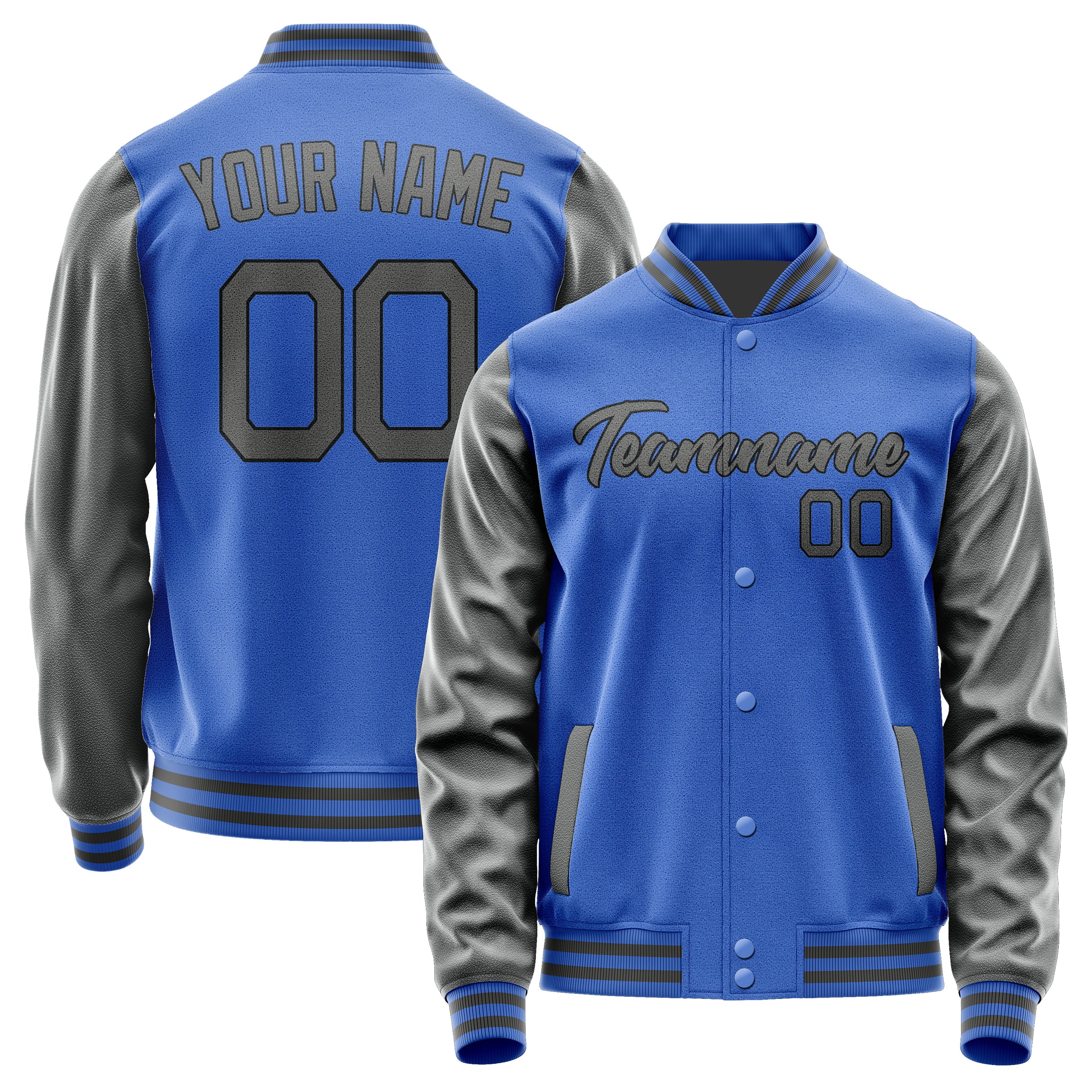 Custom Sky Blue Dark Grey Jacket JA0909200920B21720