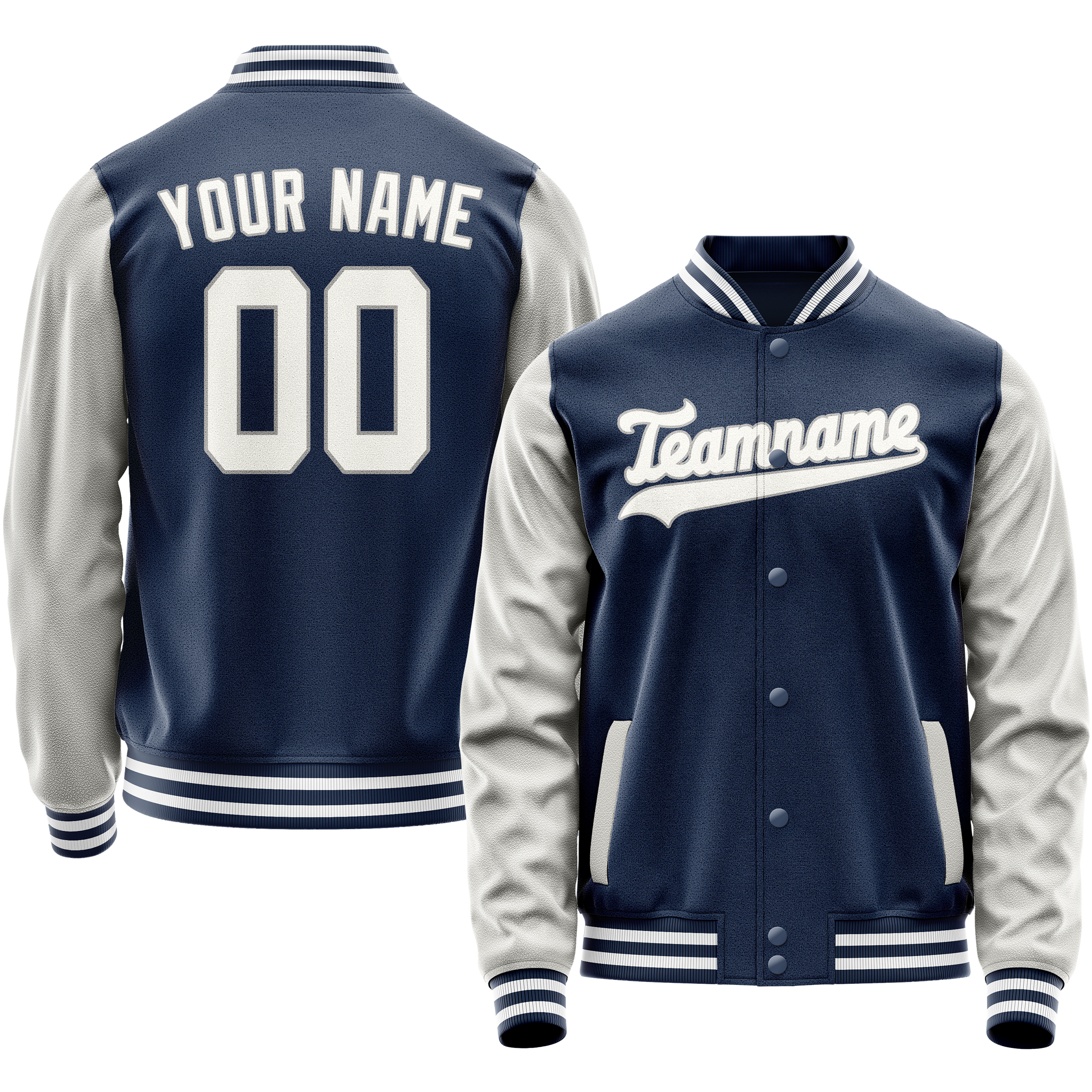 Custom Royal Gray Solid Color Varsity Letterman Jacket JA02240617XF543