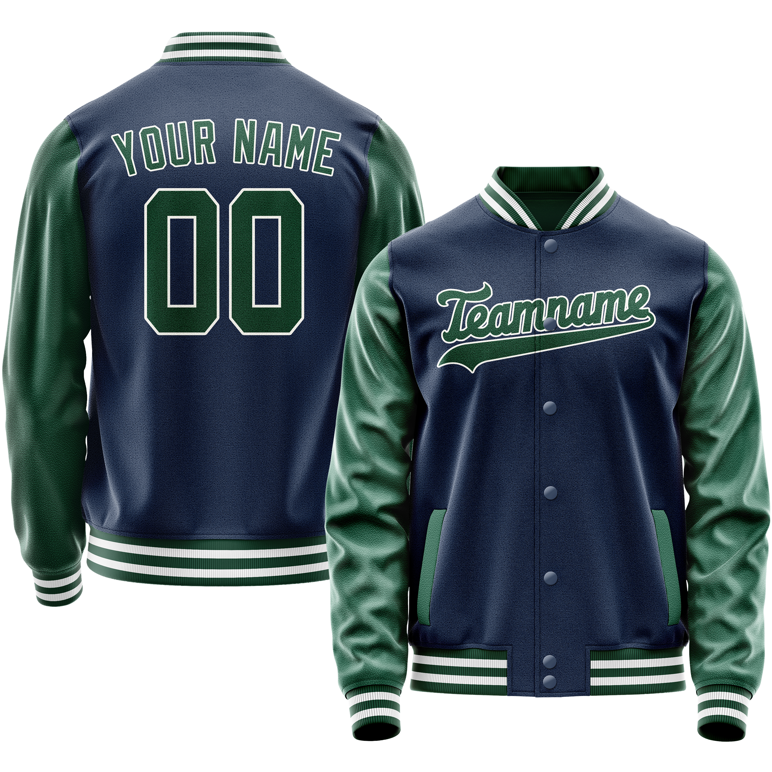 Custom Royal Kelly-Green Solid Color Varsity Letterman Jacket JA02240617XF539