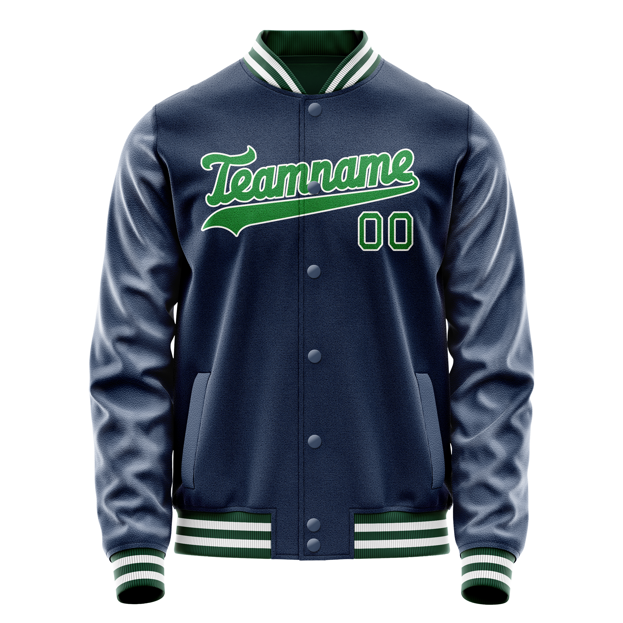 Custom Royal Neon-Green Solid Color Varsity Letterman Jacket JA02240617XF553