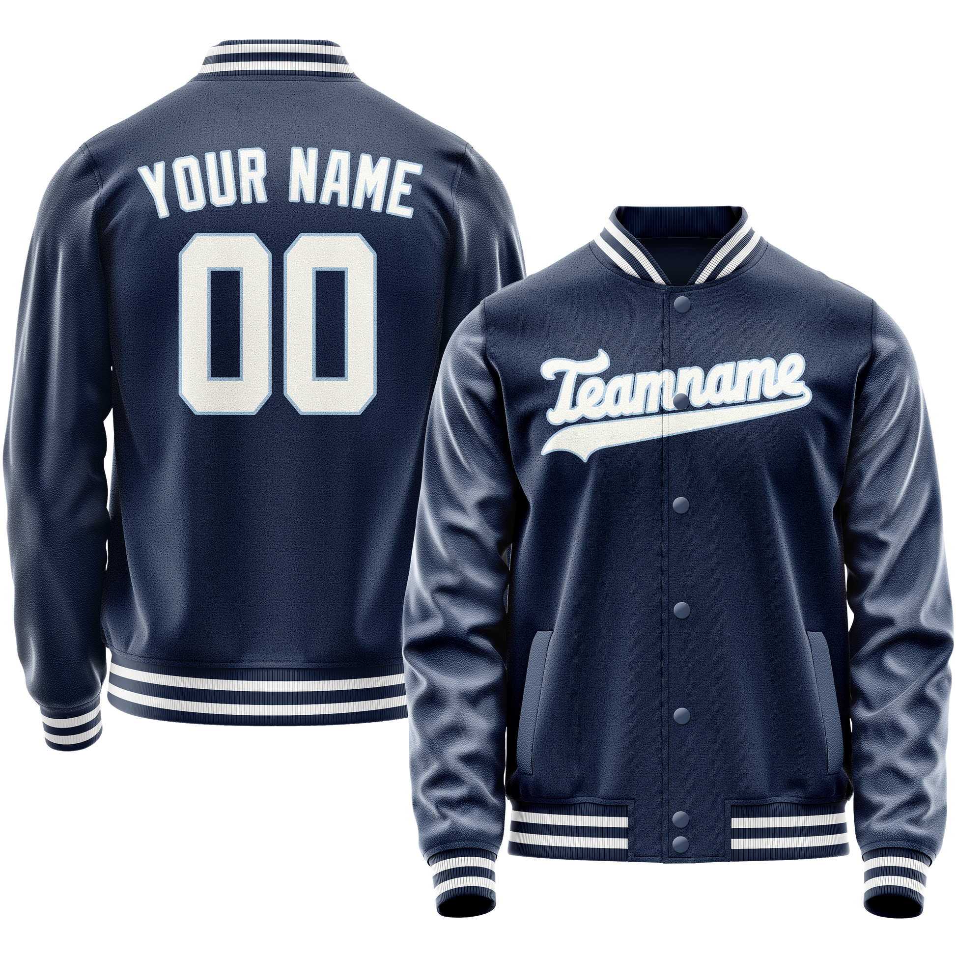 Custom Royal White Solid Color Varsity Letterman Jacket JA02240617XF563