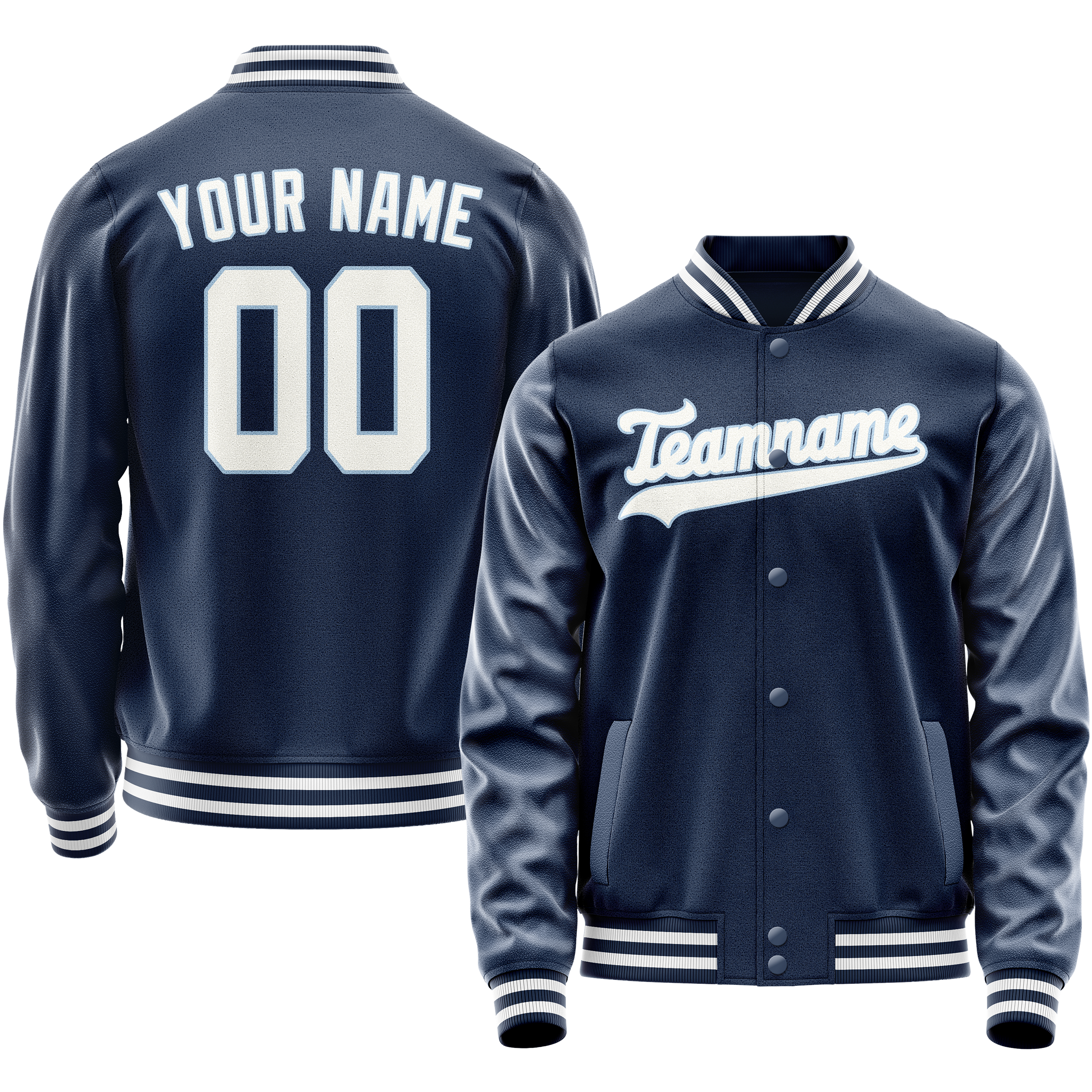 Custom Royal White Solid Color Varsity Letterman Jacket JA02240617XF563