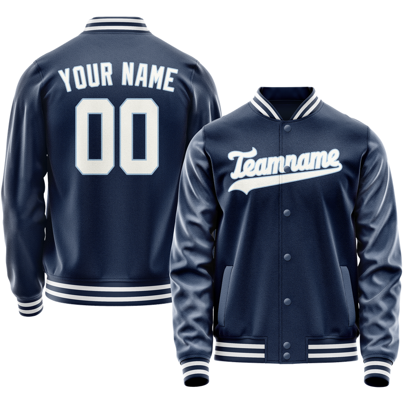 Custom Royal White Solid Color Varsity Letterman Jacket JA02240617XF563