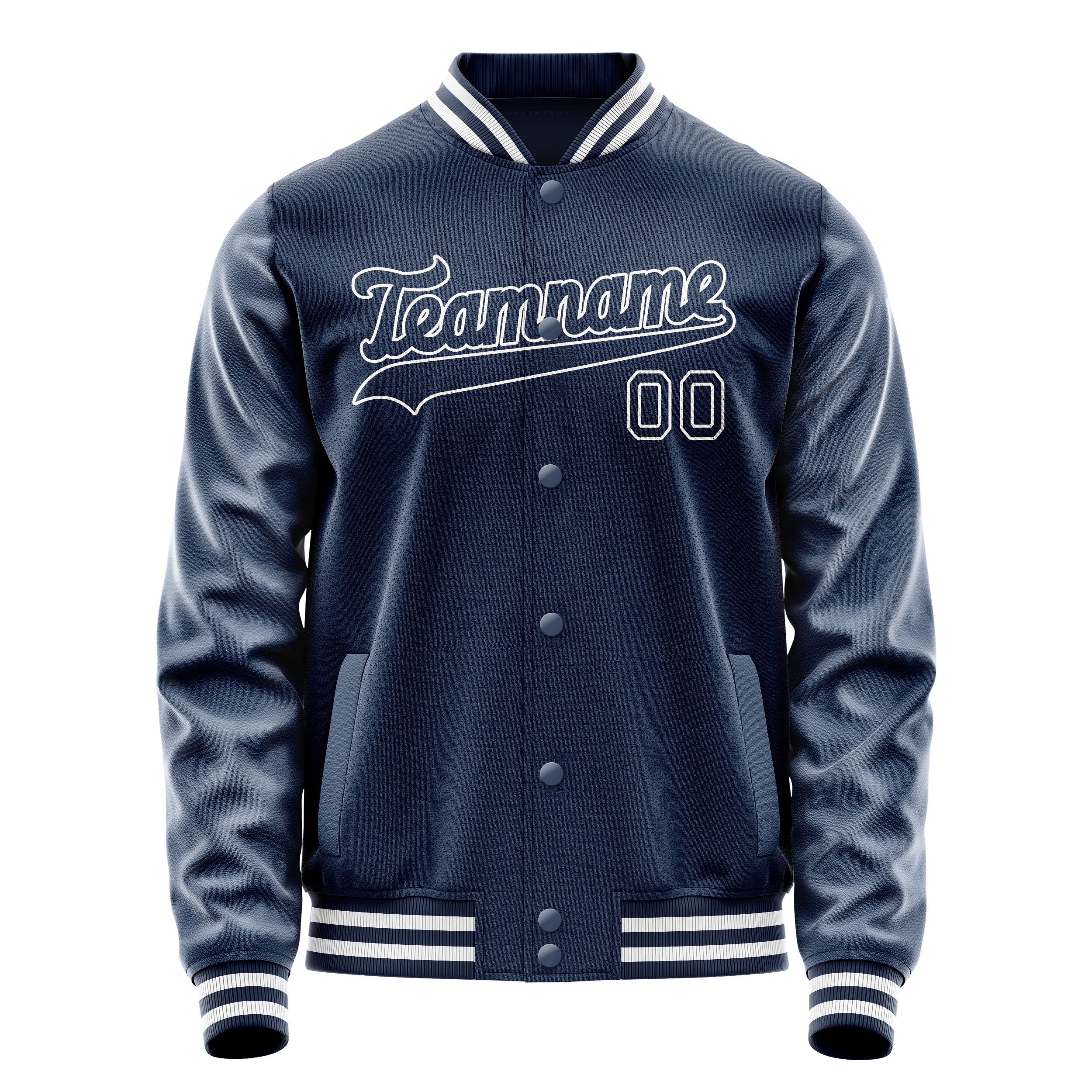 Custom Royal White Solid Color Varsity Letterman Jacket JA02240617XF537