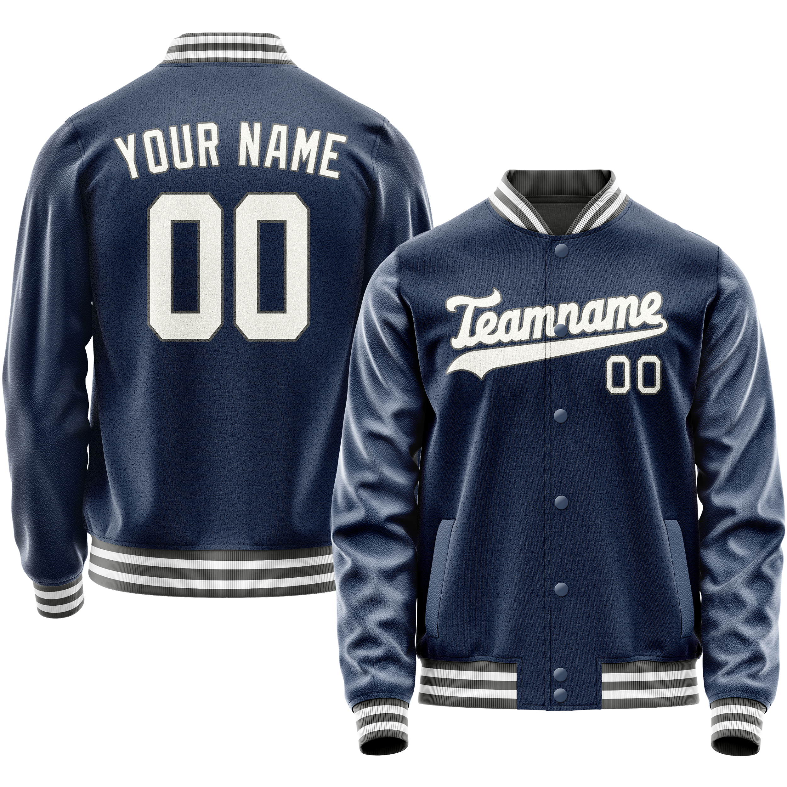 Custom Royal White Solid Color Varsity Letterman Jacket JA02240617XF554