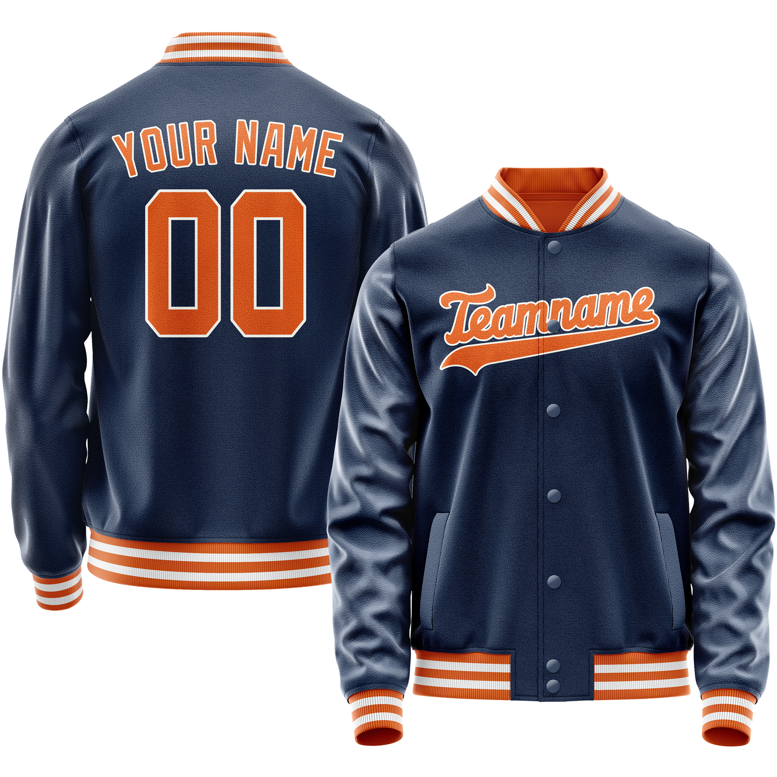 Custom Royal Orange Solid Color Varsity Letterman Jacket JA02240617XF540