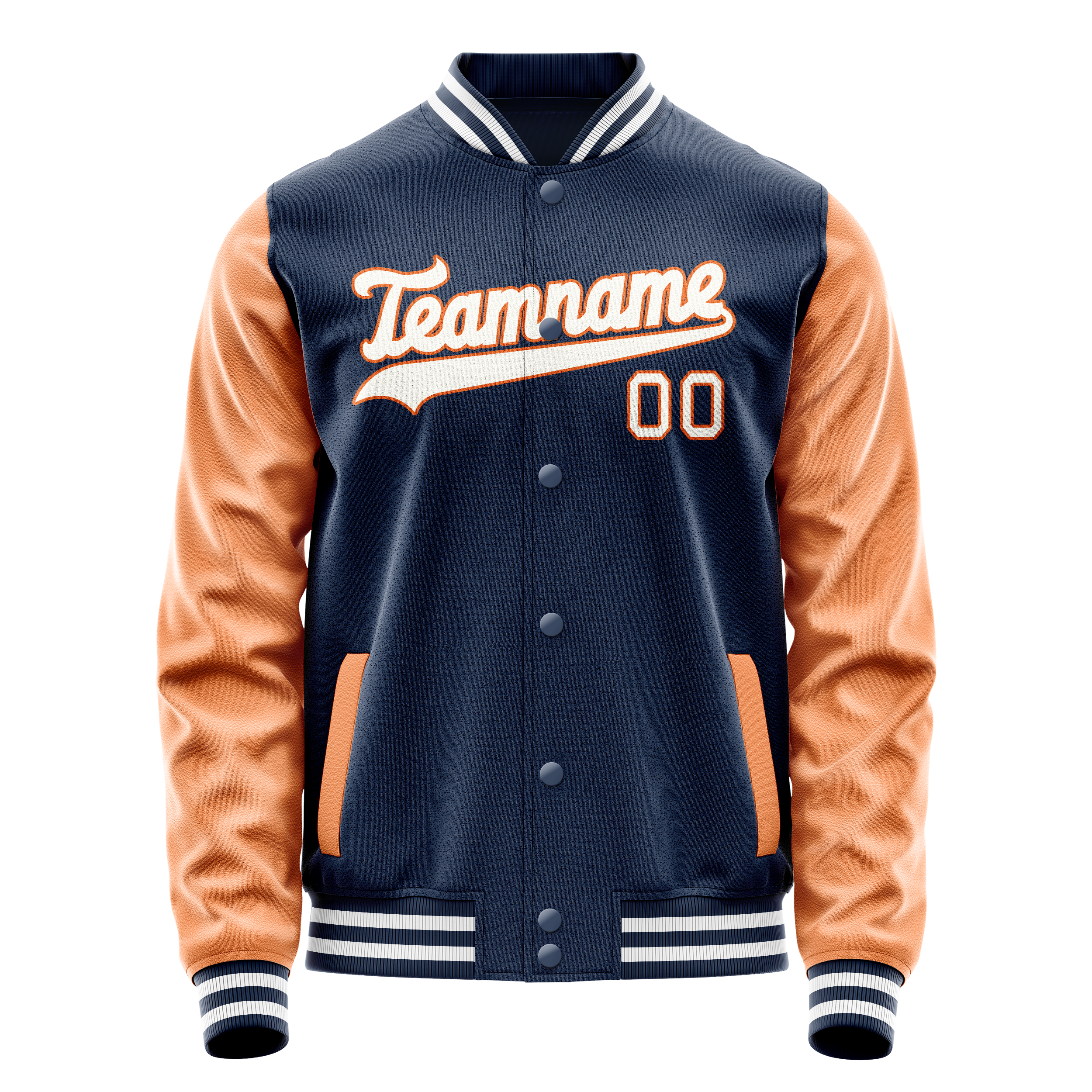 Custom Royal Texas-Orange Solid Color Varsity Letterman Jacket JA02240617XF558