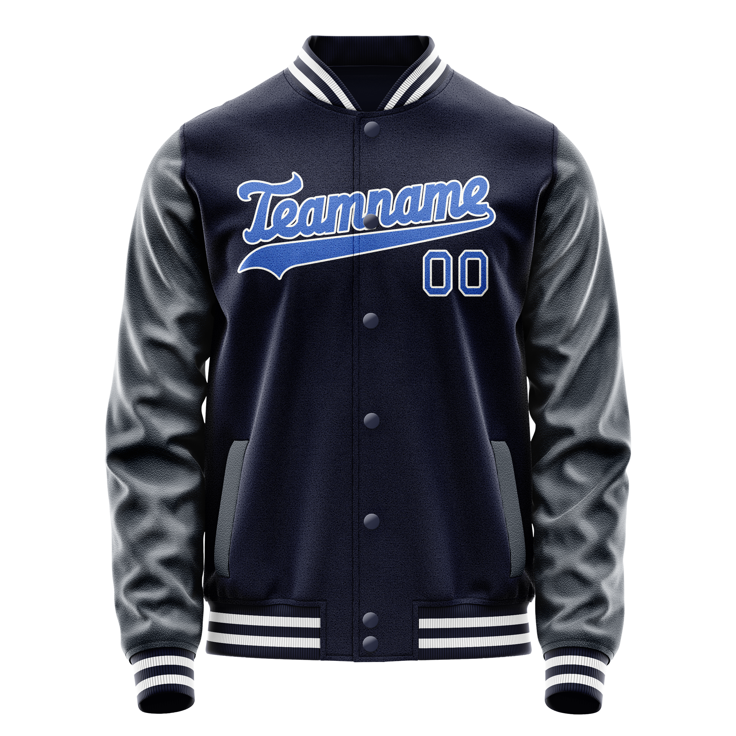 Custom Navy Royal Solid Color Varsity Letterman Jacket JA02240617KZ296