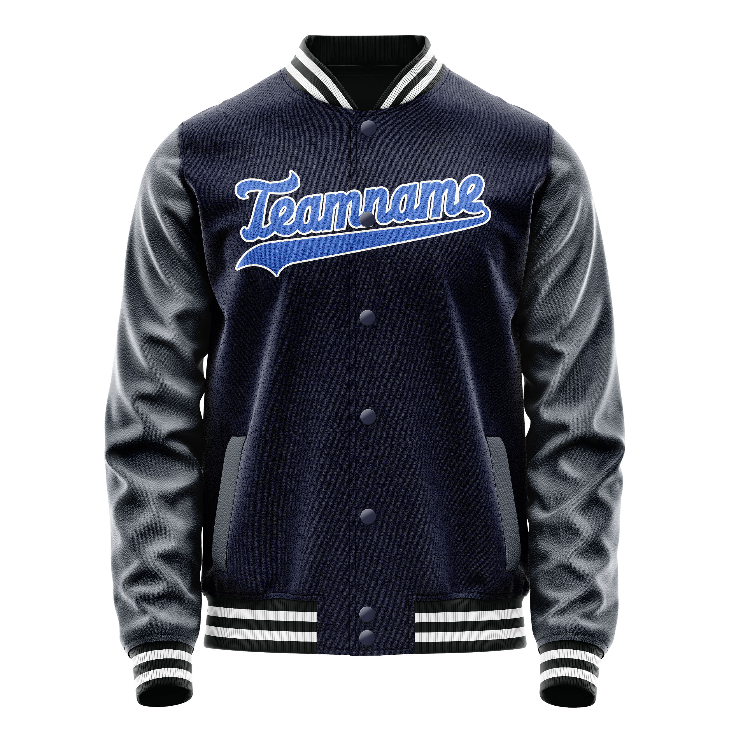 Custom Navy Royal Solid Color Varsity Letterman Jacket JA02240617KZ290