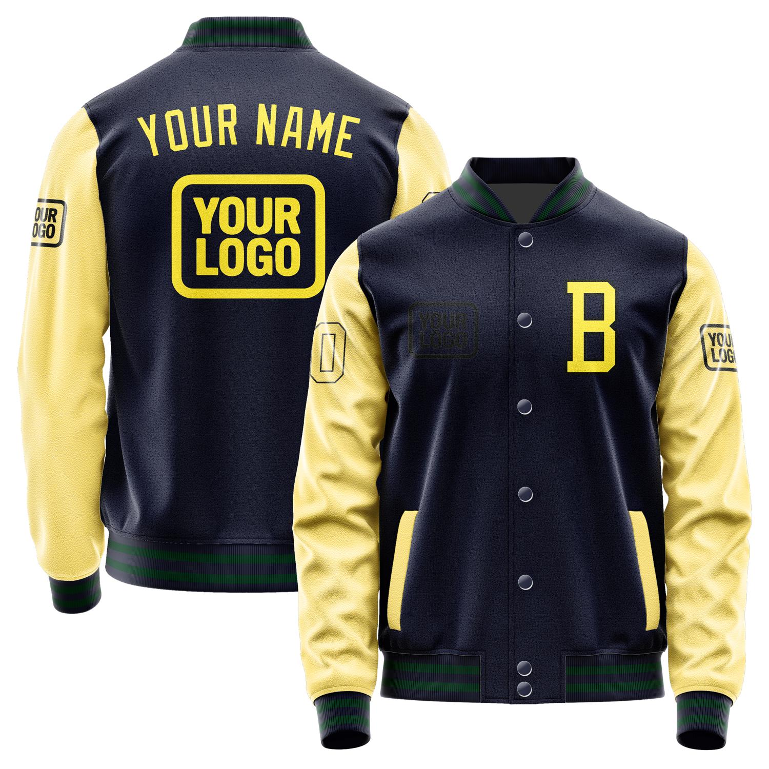 Custom Navy Light Yellow Jacket JA111126110517262617