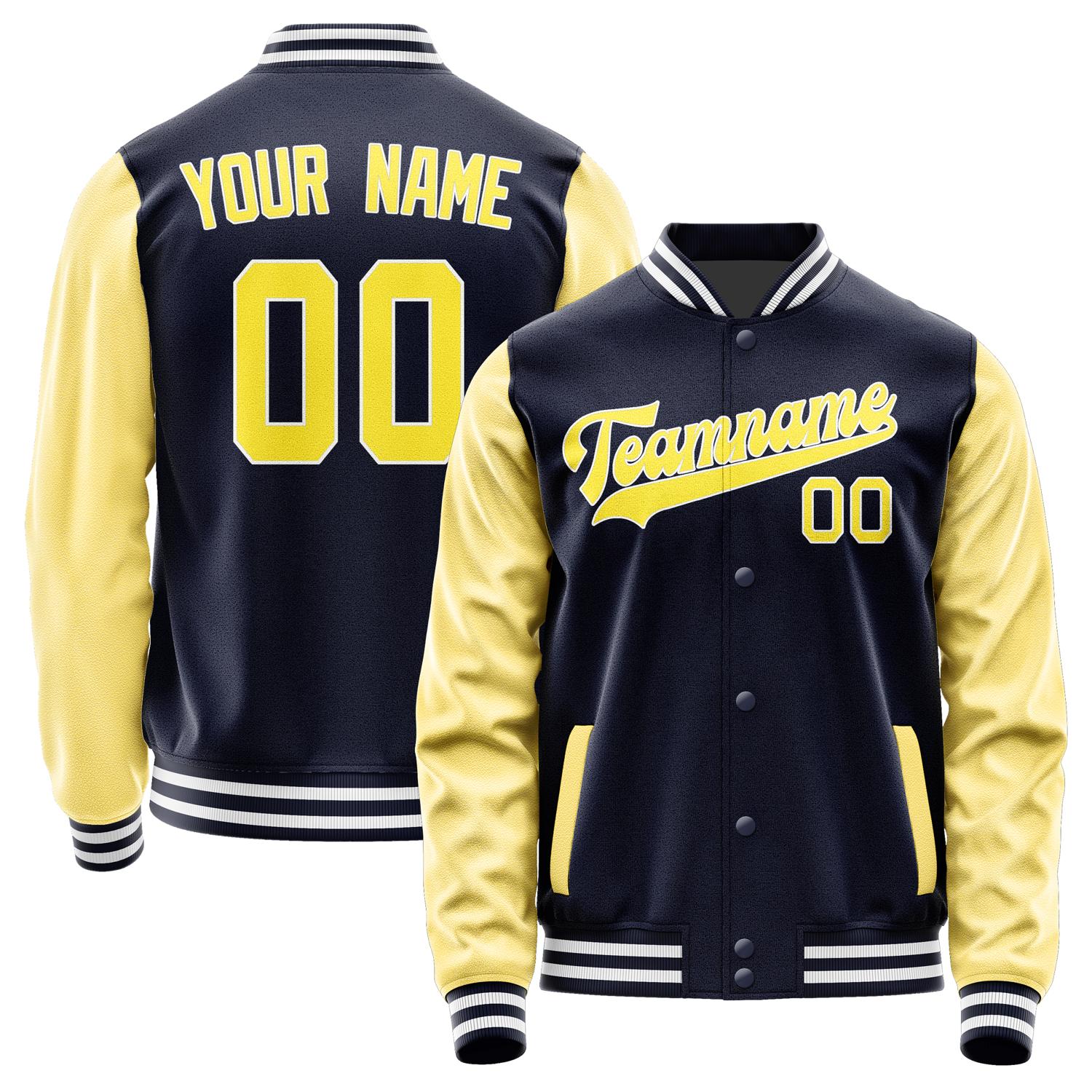 Custom Navy Light Yellow Jacket JA1111261118B31826