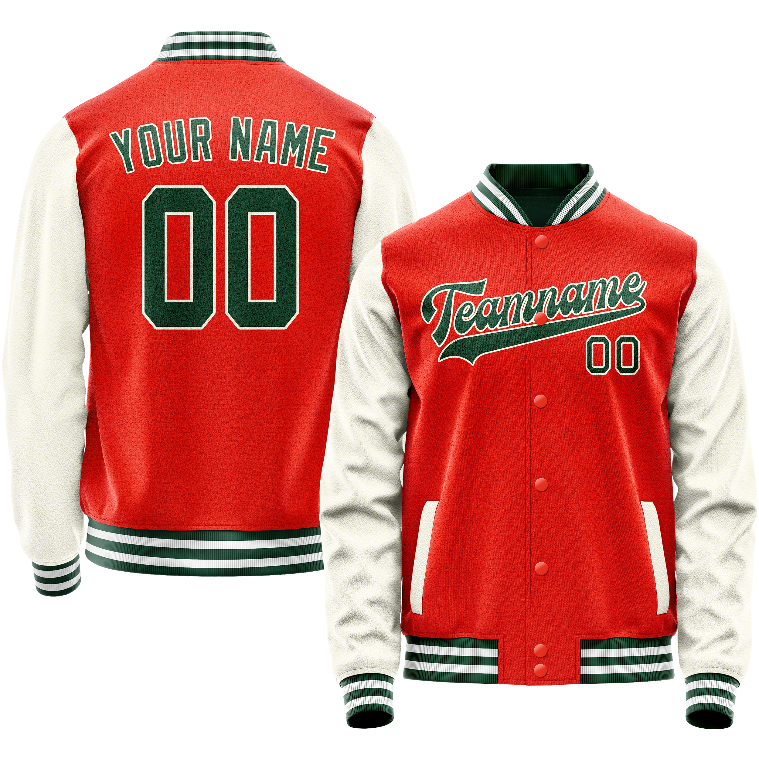 Custom Orange Cream Solid Color Varsity Letterman Jacket JA02240617XE333