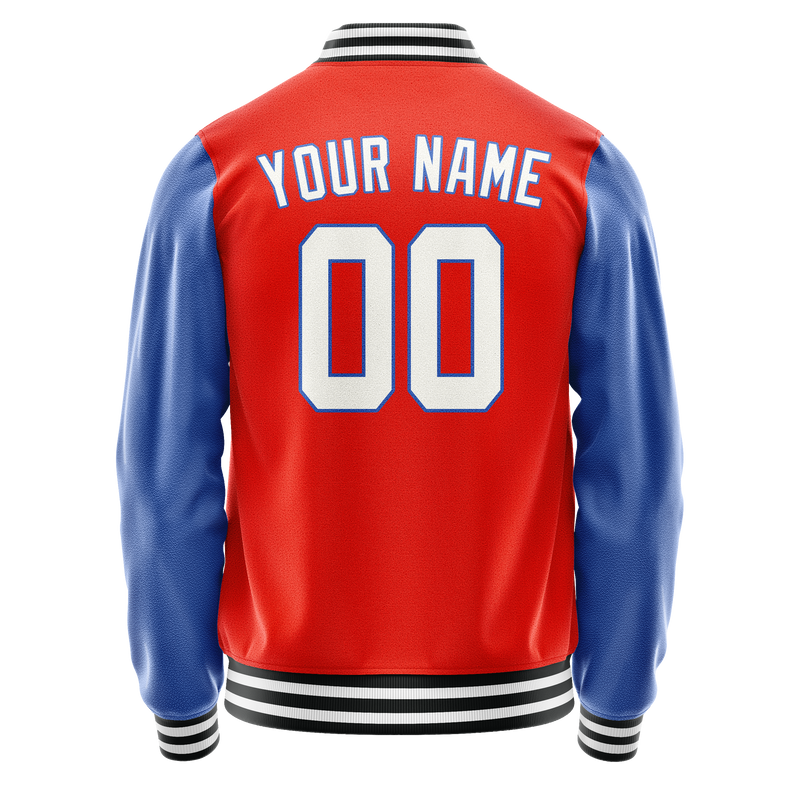 Custom Orange Royal Solid Color Varsity Letterman Jacket JA02240617XE337