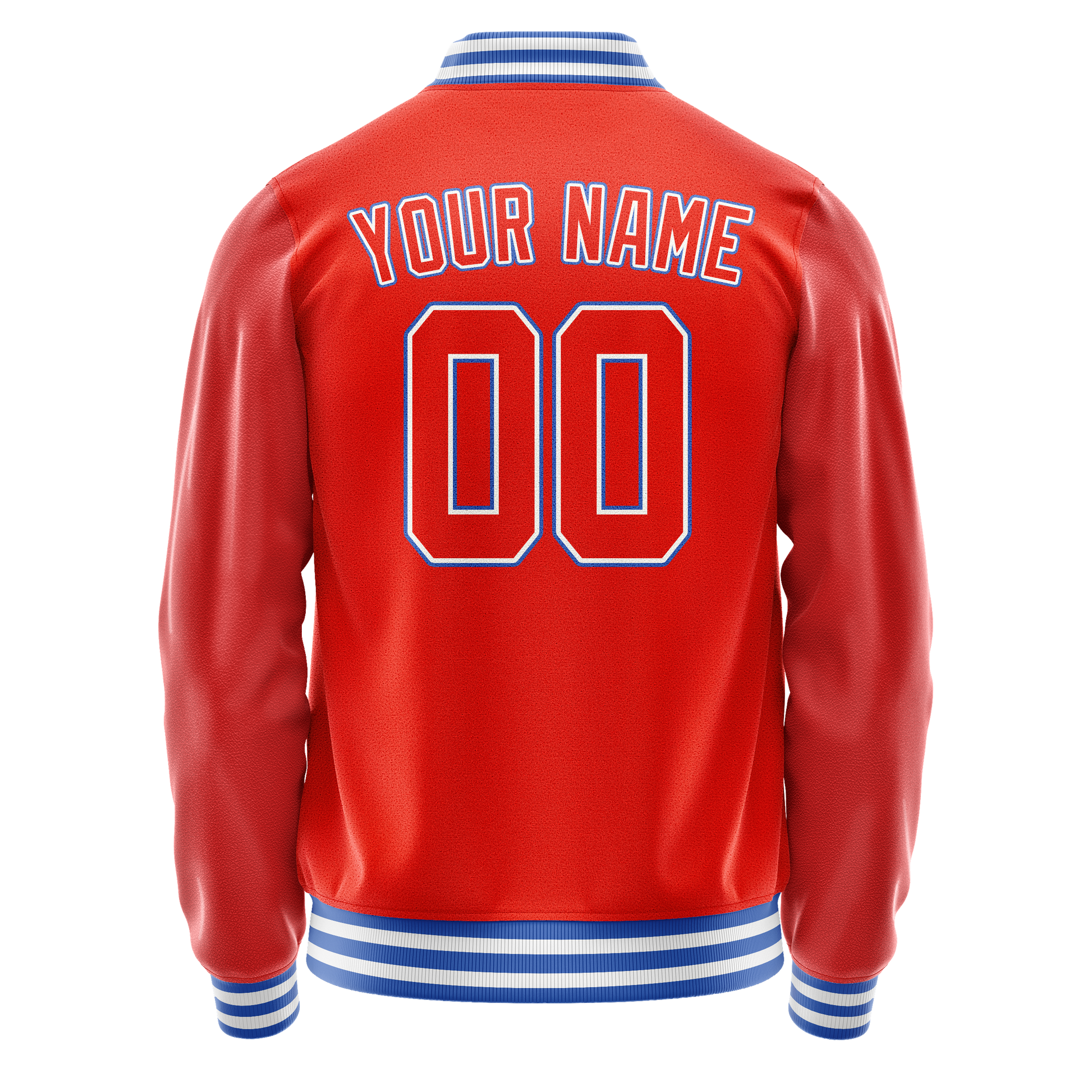 Custom Orange White Solid Color Varsity Letterman Jacket JA02240617XE335