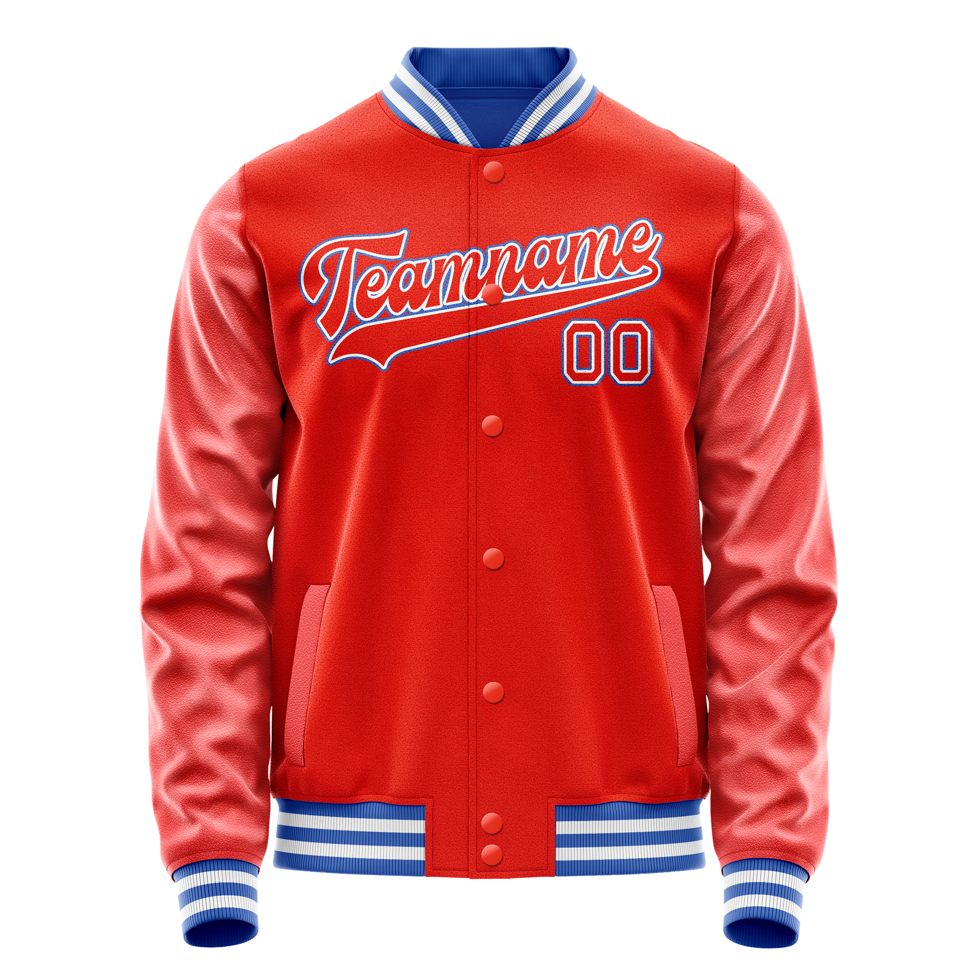 Custom Orange White Solid Color Varsity Letterman Jacket JA02240617XE335
